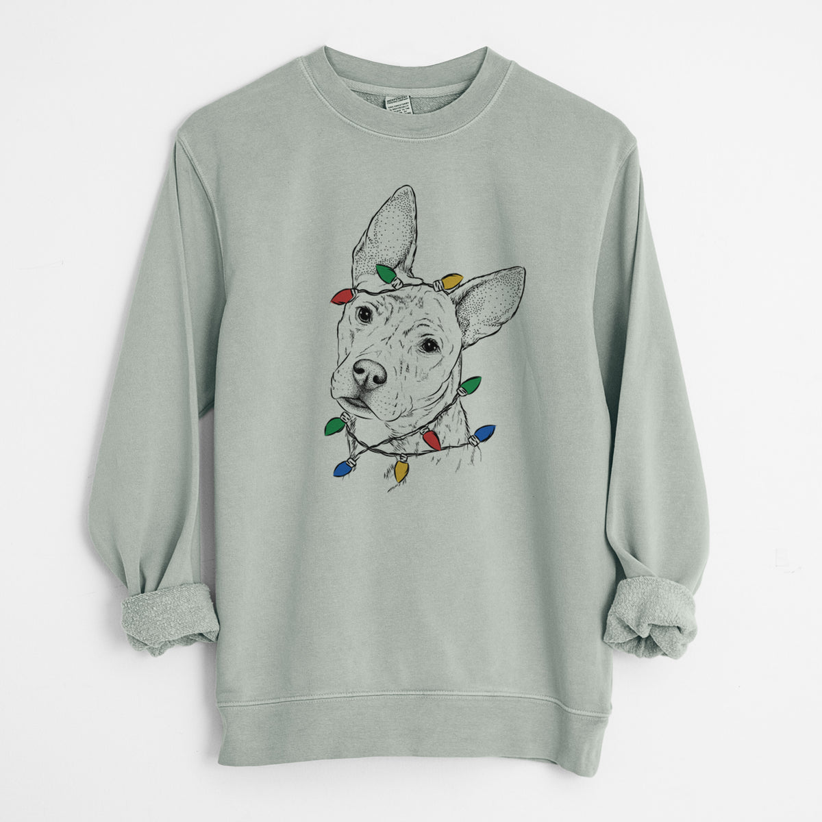 Christmas Lights Diesel the Mixed Breed - Unisex Pigment Dyed Crew Sweatshirt