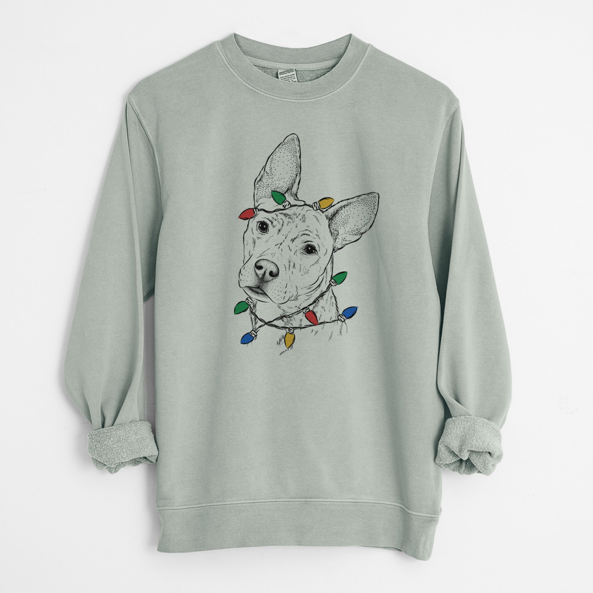Christmas Lights Diesel the Mixed Breed - Unisex Pigment Dyed Crew Sweatshirt