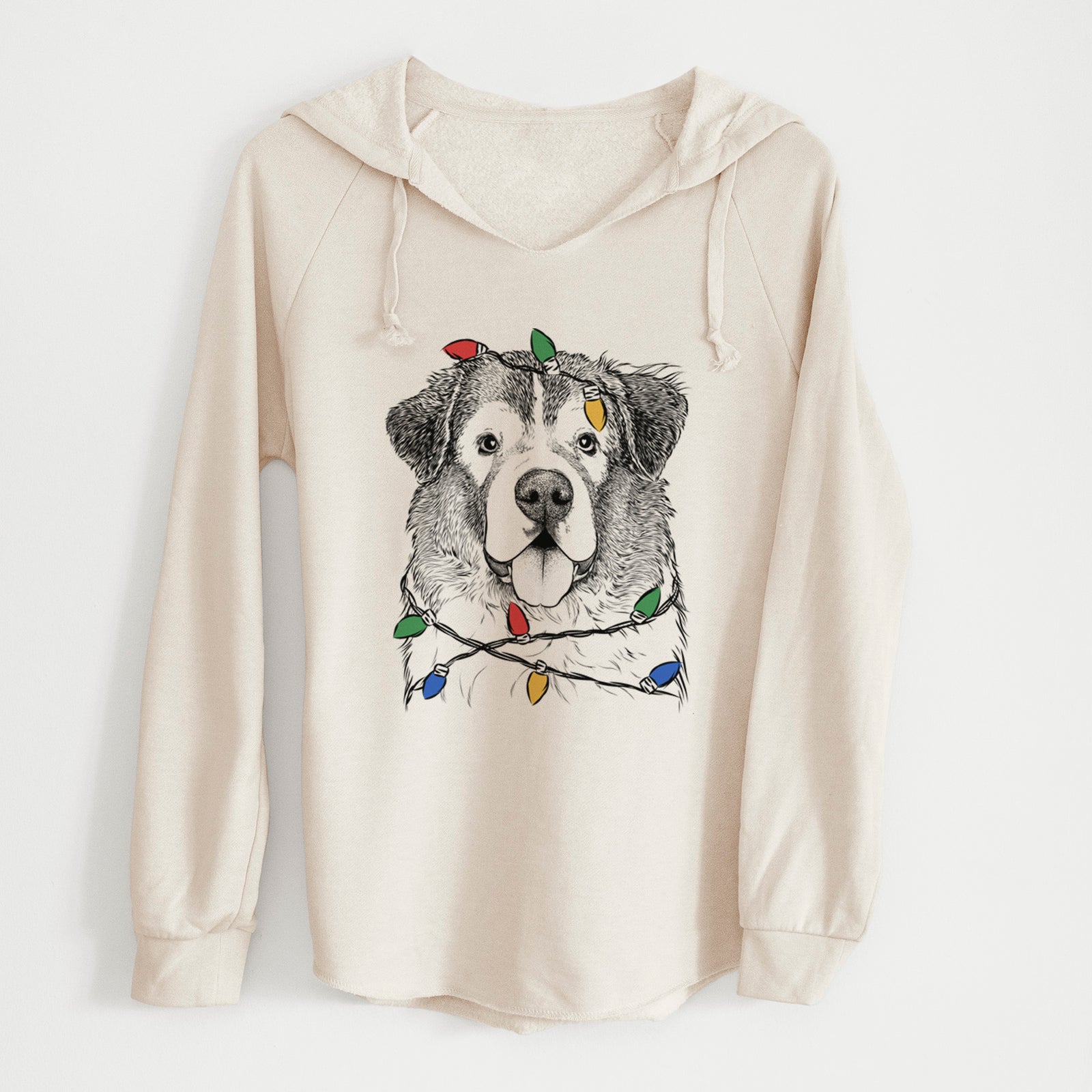 Christmas Lights Dilly the Saint Bernard - Cali Wave Hooded Sweatshirt