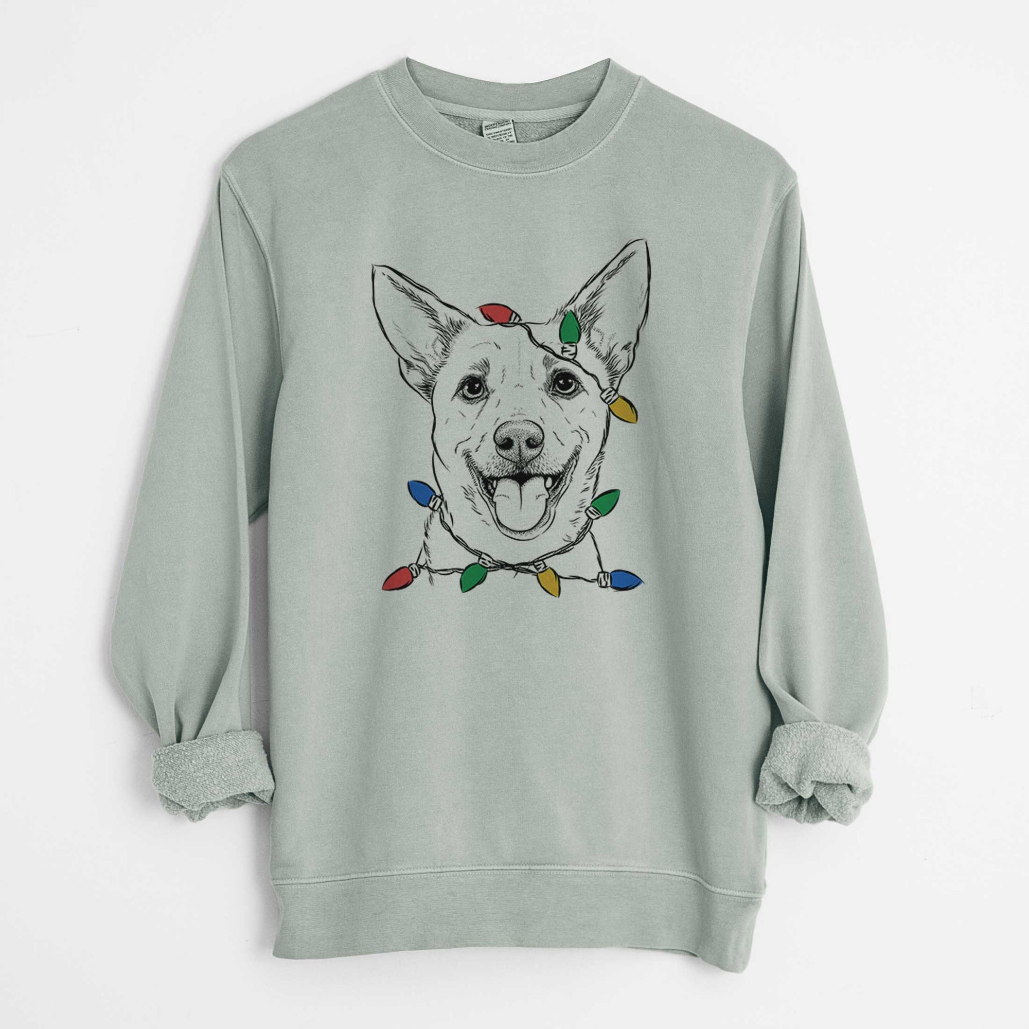 Christmas Lights Dinghy the Mixed Breed - Unisex Pigment Dyed Crew Sweatshirt