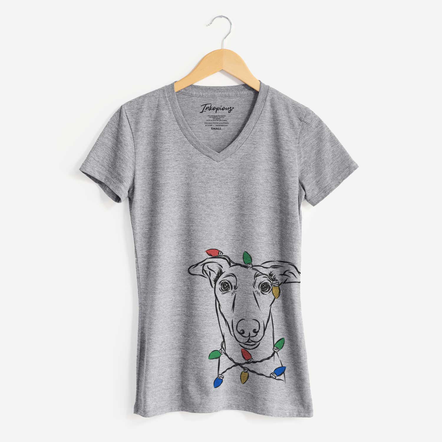 Christmas Lights Diva the Greyhound - Women's V-neck Shirt