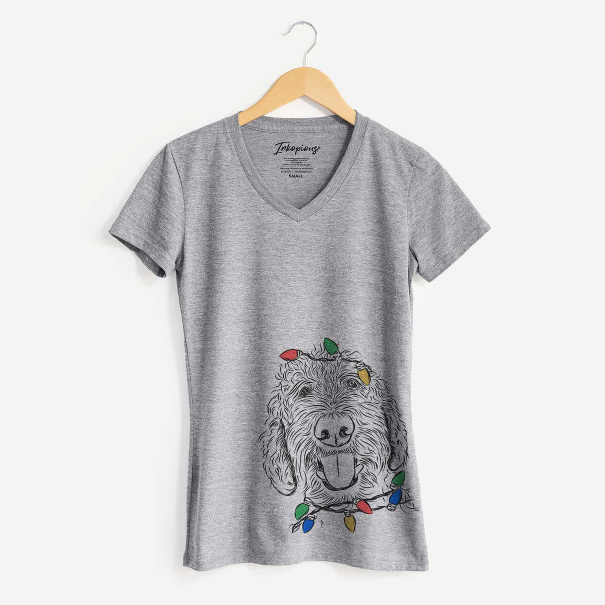 Christmas Lights Dixie the Doodle - Women's V-neck Shirt