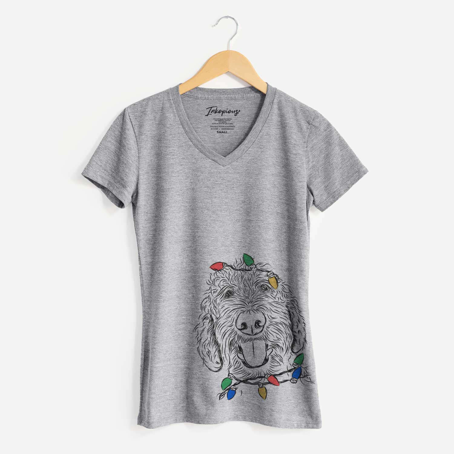 Christmas Lights Dixie the Doodle - Women's V-neck Shirt