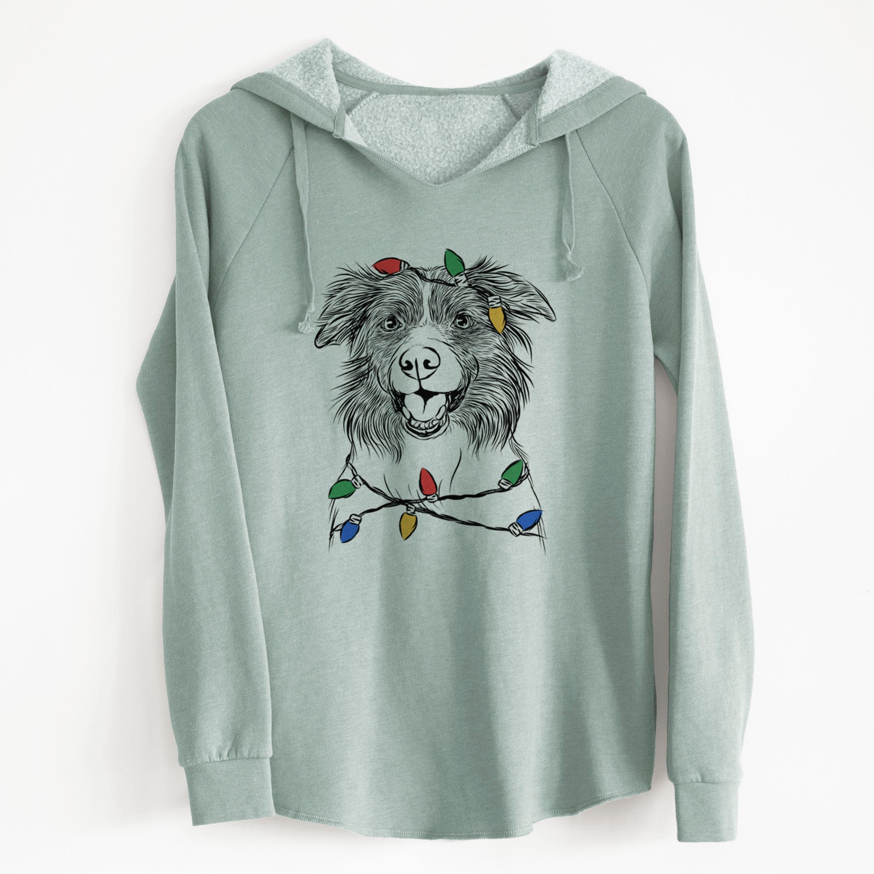 Christmas Lights Dizzy the Border Collie - Cali Wave Hooded Sweatshirt