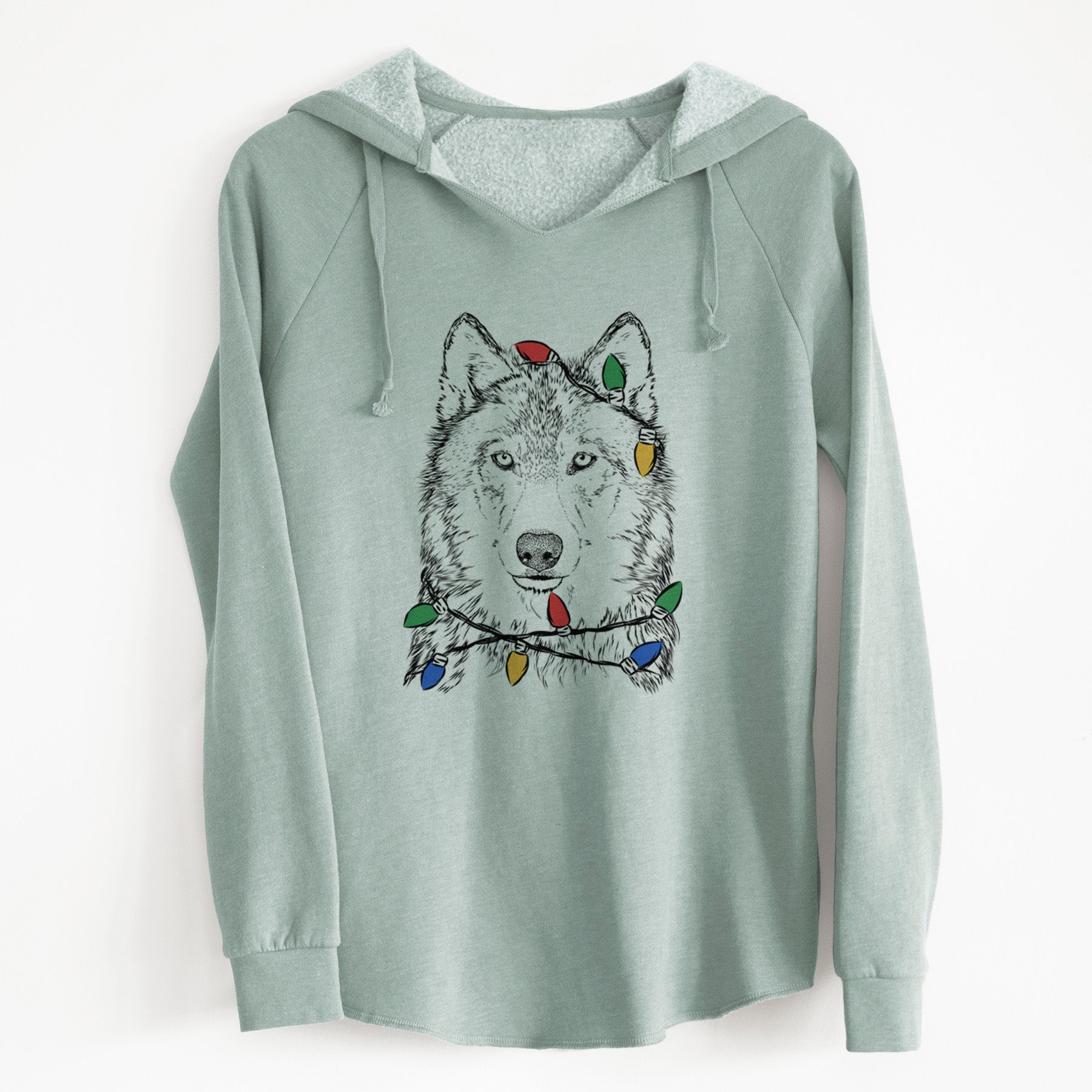 Christmas Lights Django the Grey Wolf - Cali Wave Hooded Sweatshirt