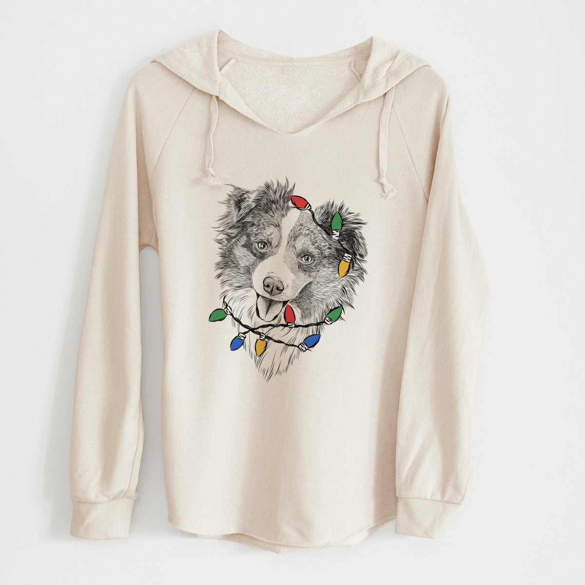 Christmas Lights Doc the Mini Aussie - Cali Wave Hooded Sweatshirt