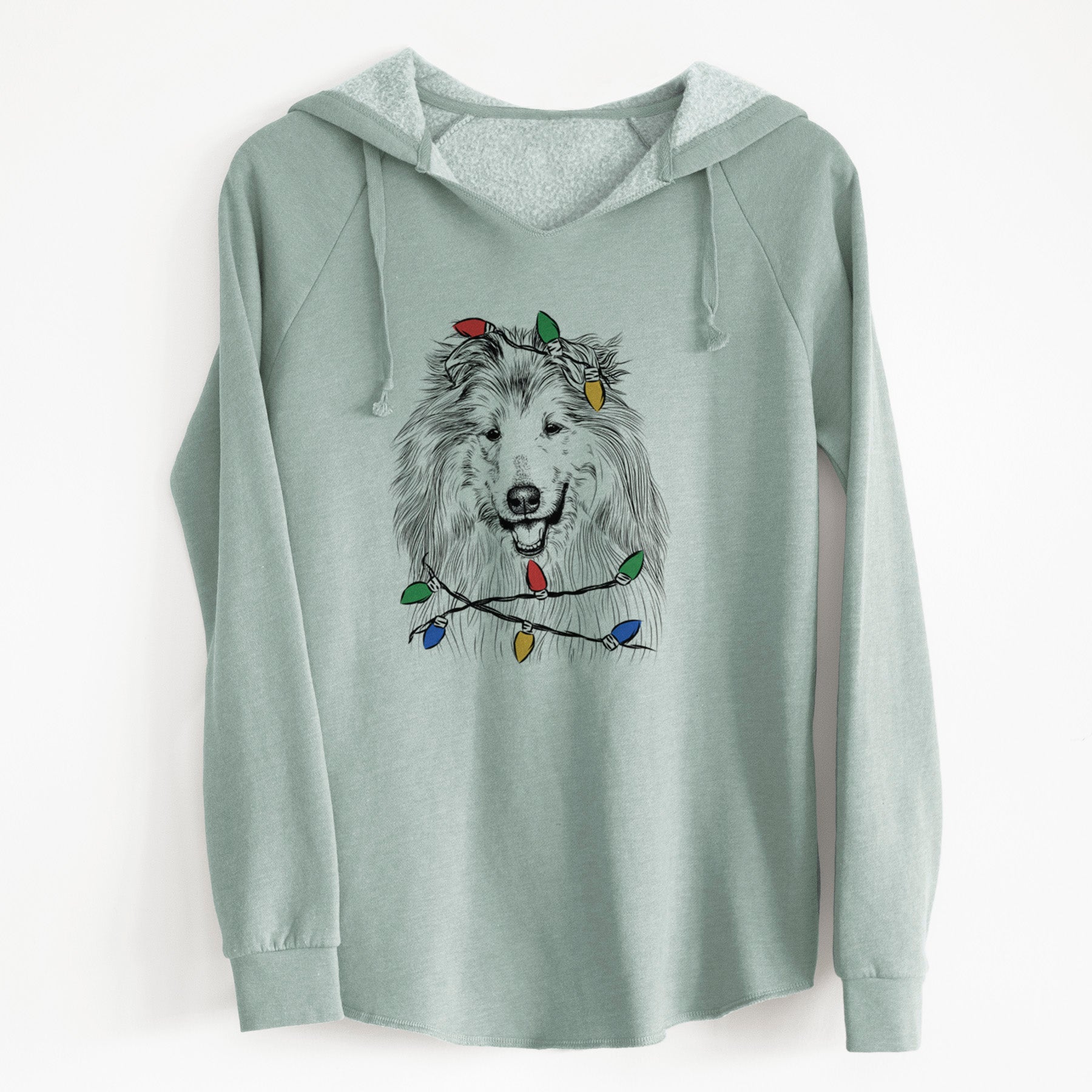 Christmas Lights Donnan the Rough Collie - Cali Wave Hooded Sweatshirt