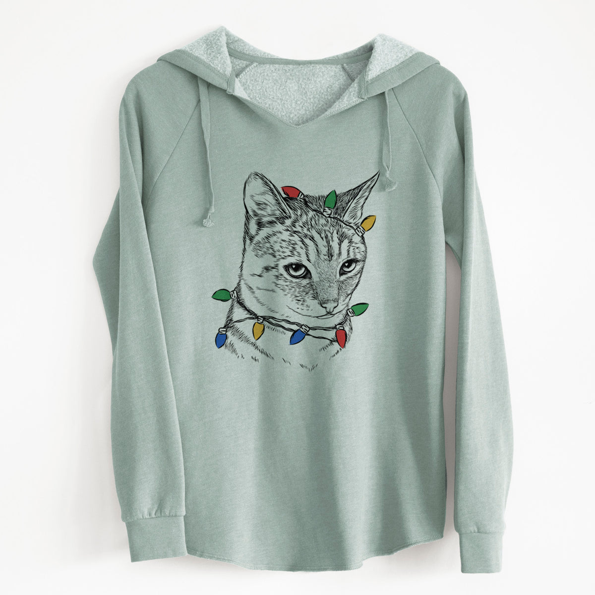 Christmas Lights Dora the Tabby Cat - Cali Wave Hooded Sweatshirt