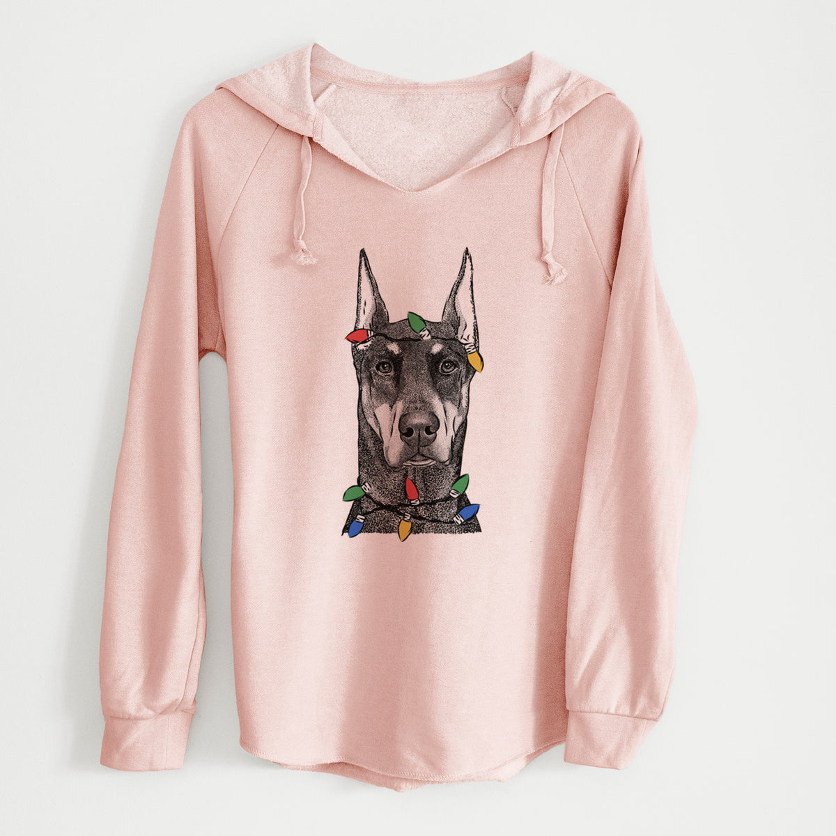 Christmas Lights Drake the Doberman Pinscher - Cali Wave Hooded Sweatshirt