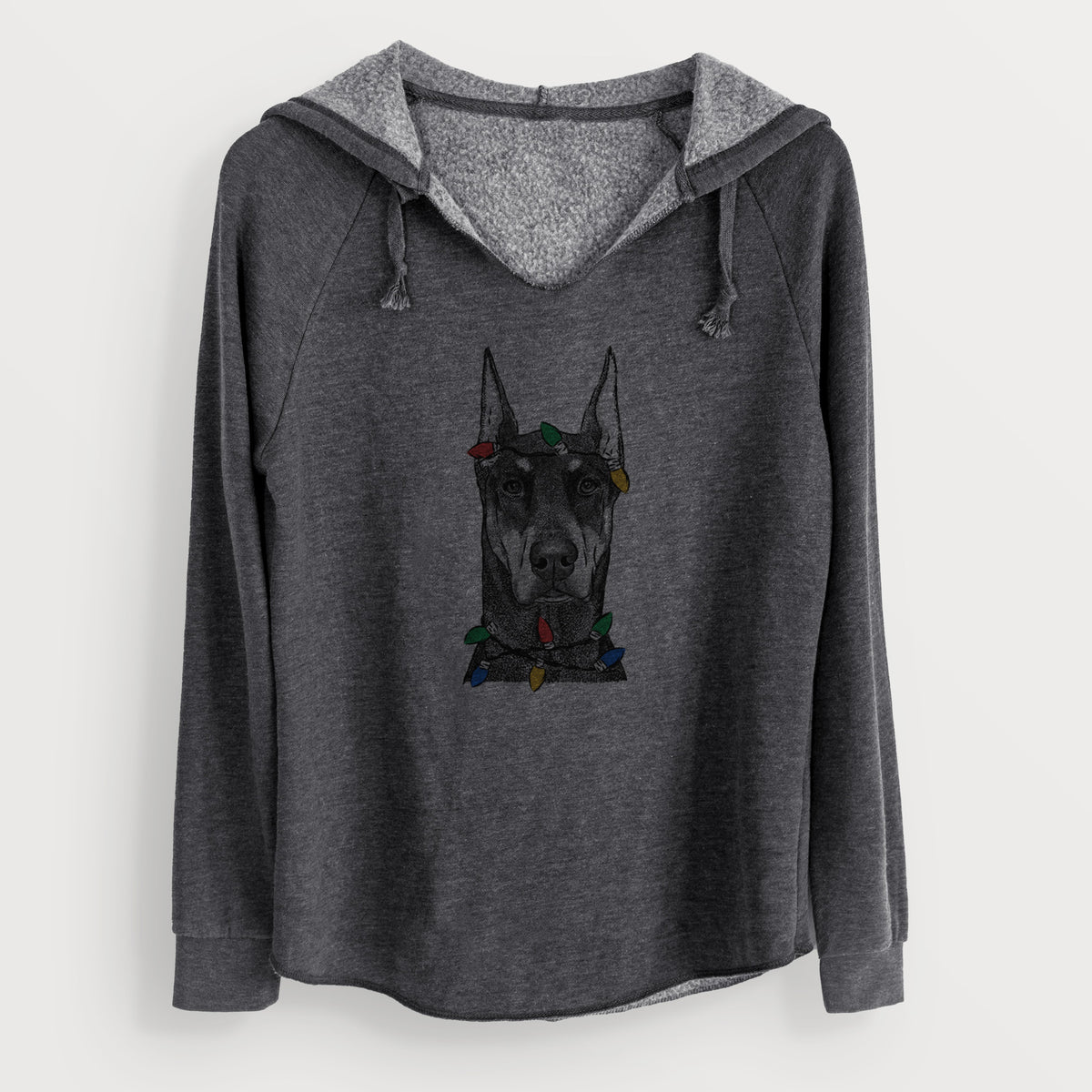 Christmas Lights Drake the Doberman Pinscher - Cali Wave Hooded Sweatshirt
