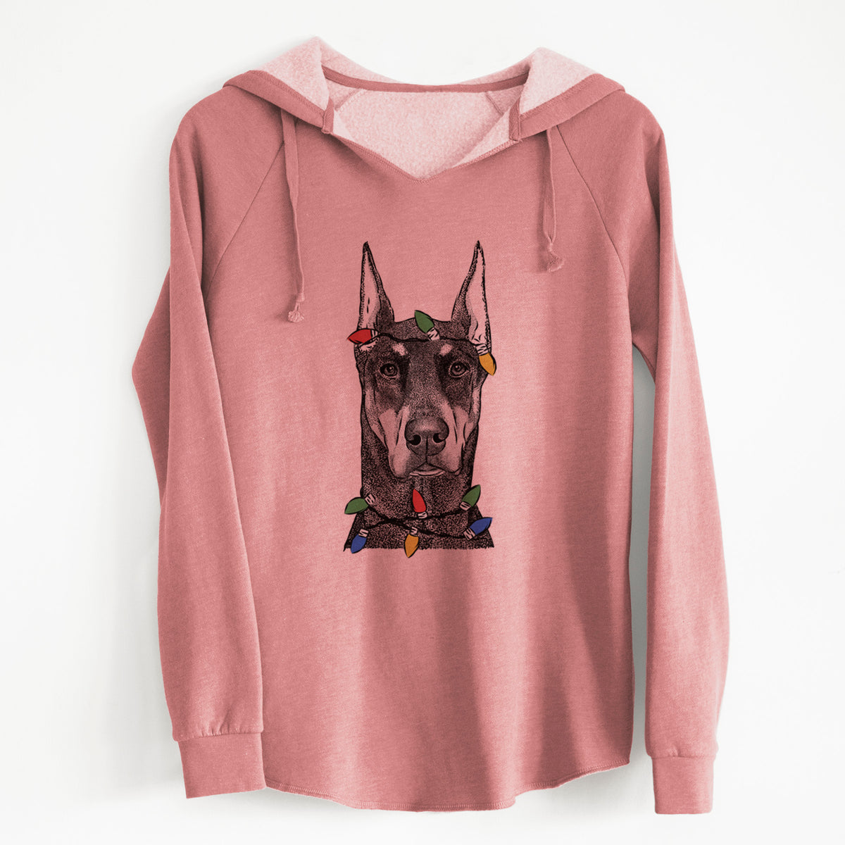 Christmas Lights Drake the Doberman Pinscher - Cali Wave Hooded Sweatshirt