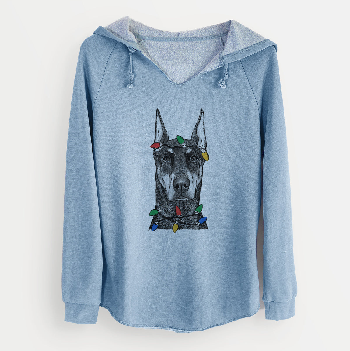 Christmas Lights Drake the Doberman Pinscher - Cali Wave Hooded Sweatshirt