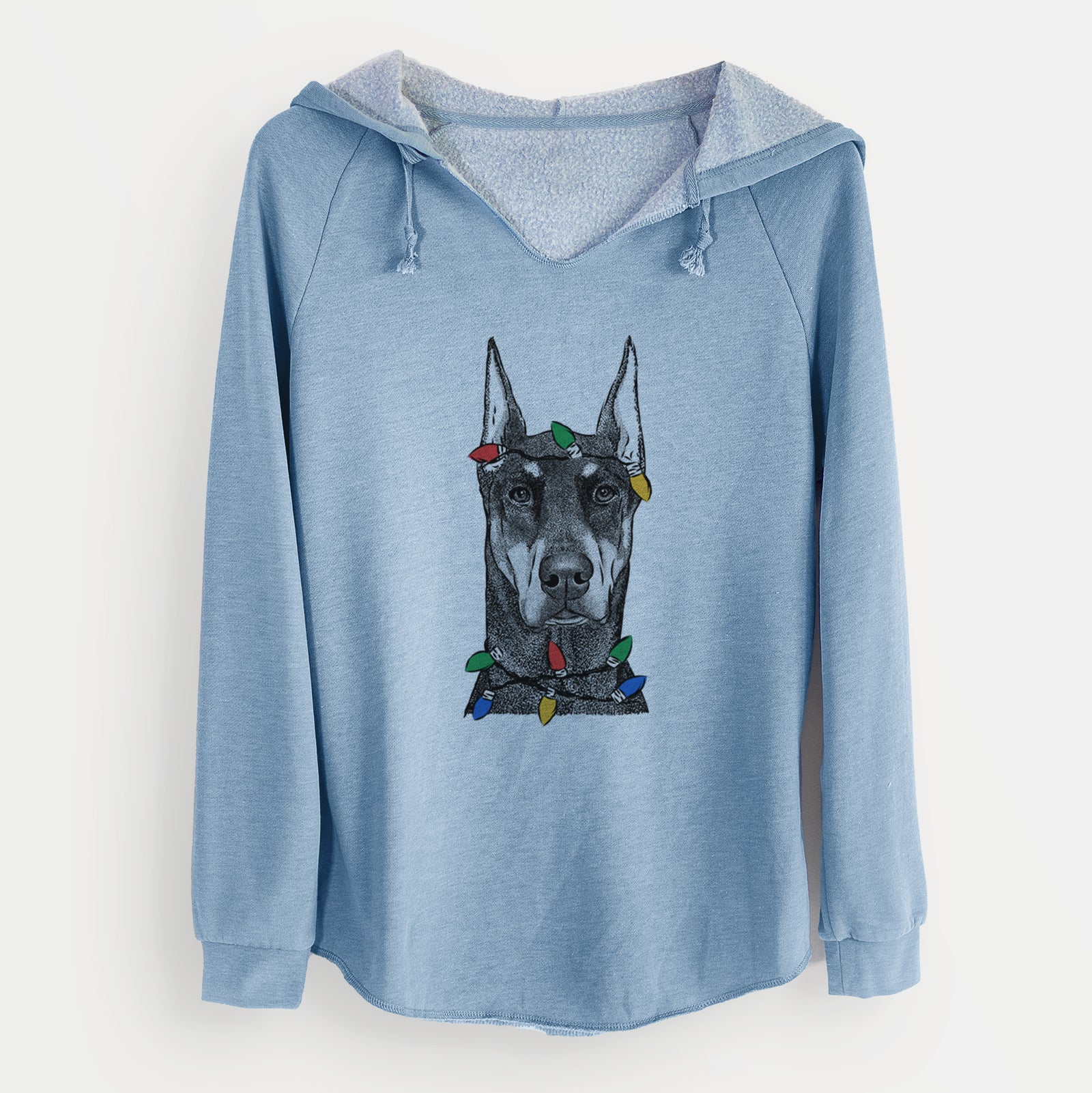 Christmas Lights Drake the Doberman Pinscher - Cali Wave Hooded Sweatshirt