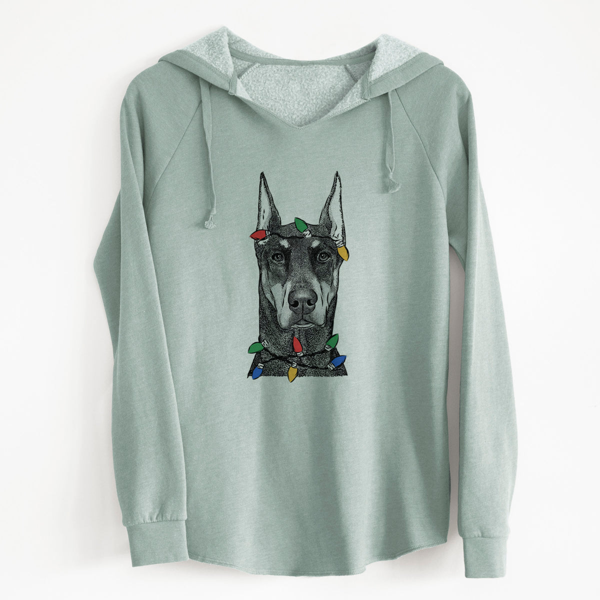 Christmas Lights Drake the Doberman Pinscher - Cali Wave Hooded Sweatshirt