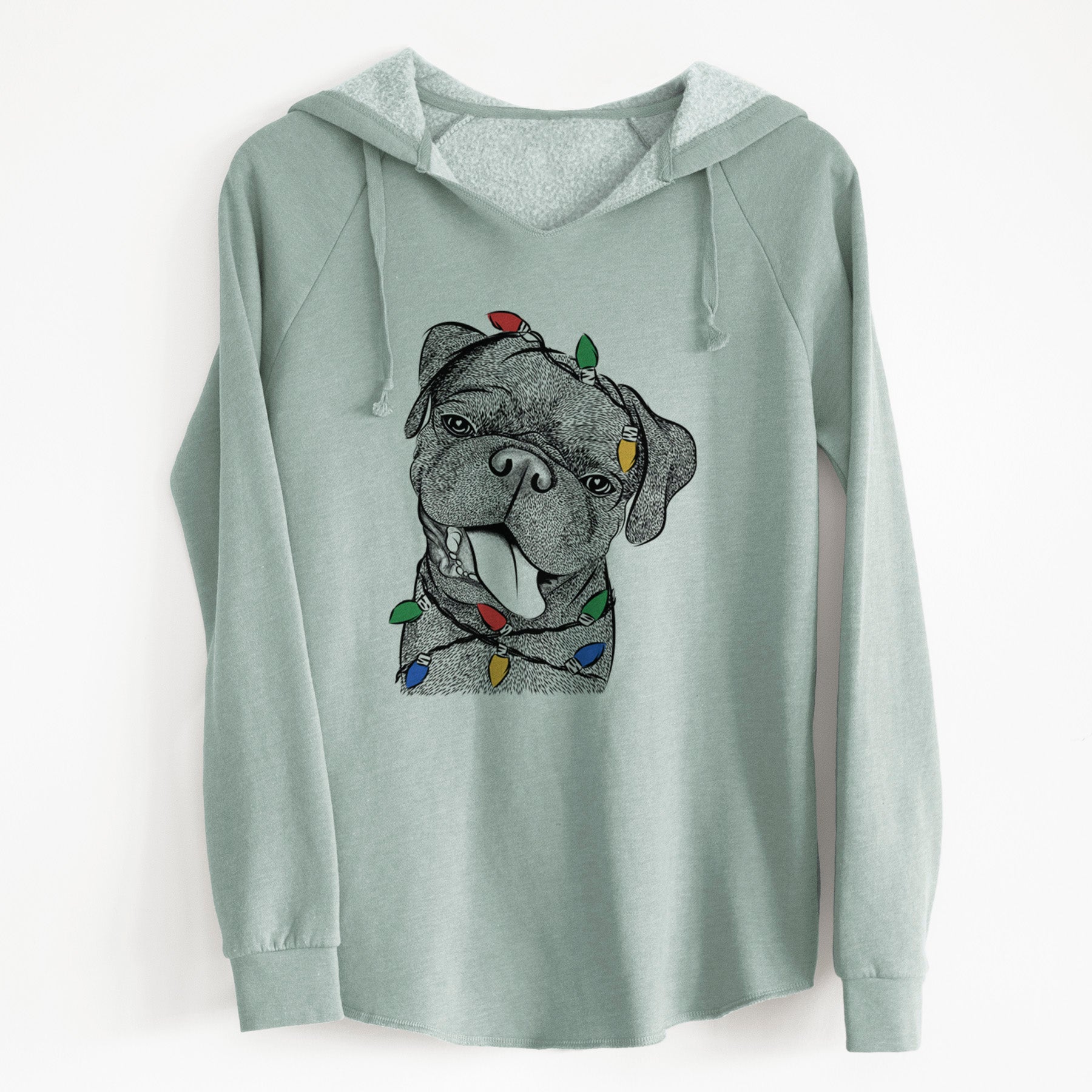 Christmas Lights Dudley Danger the Pug - Cali Wave Hooded Sweatshirt