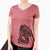 Christmas Lights Dudley Danger the Pug - Women's V-neck Shirt