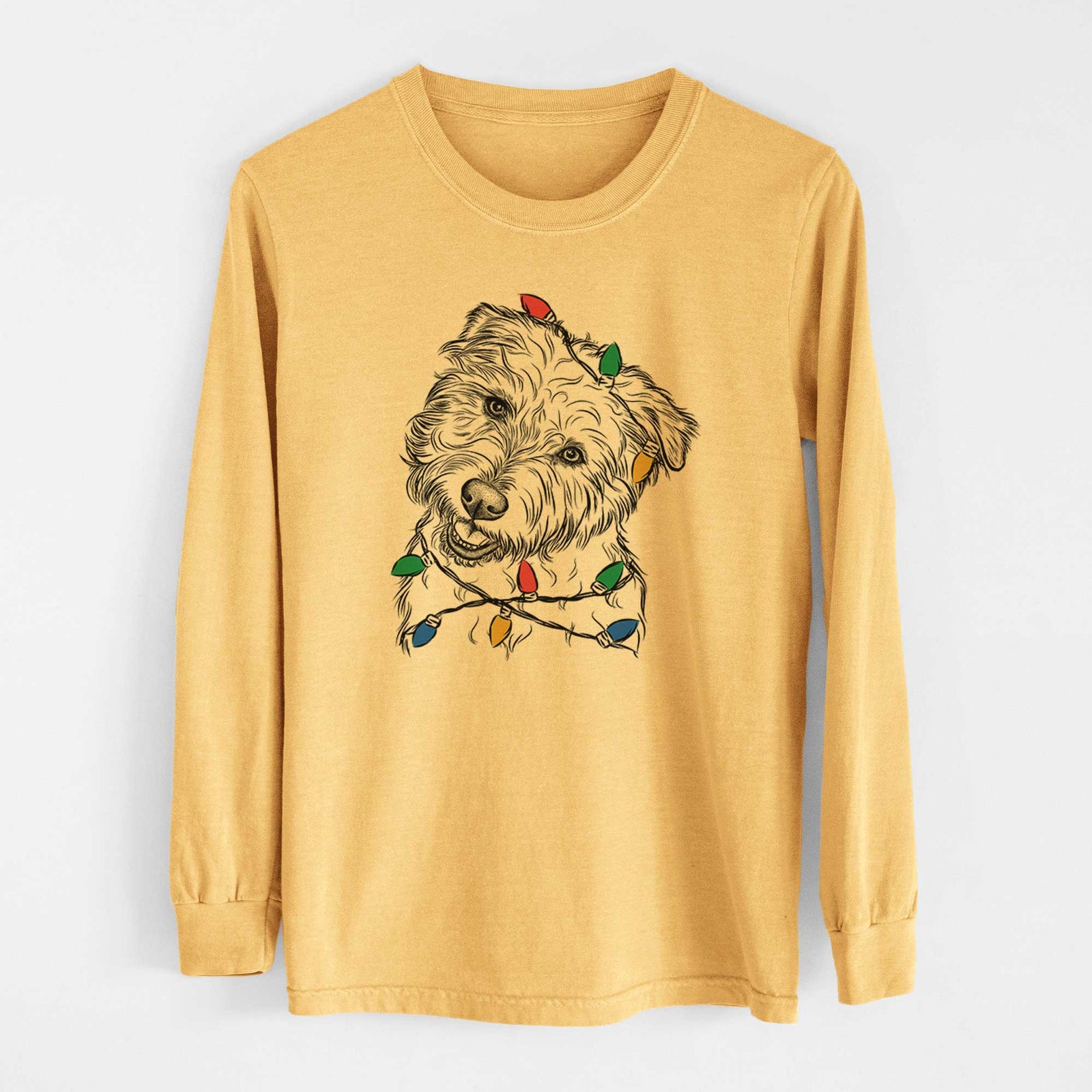 Christmas Lights Duffy the Glen of Imaal Terrier - Heavyweight 100% Cotton Long Sleeve