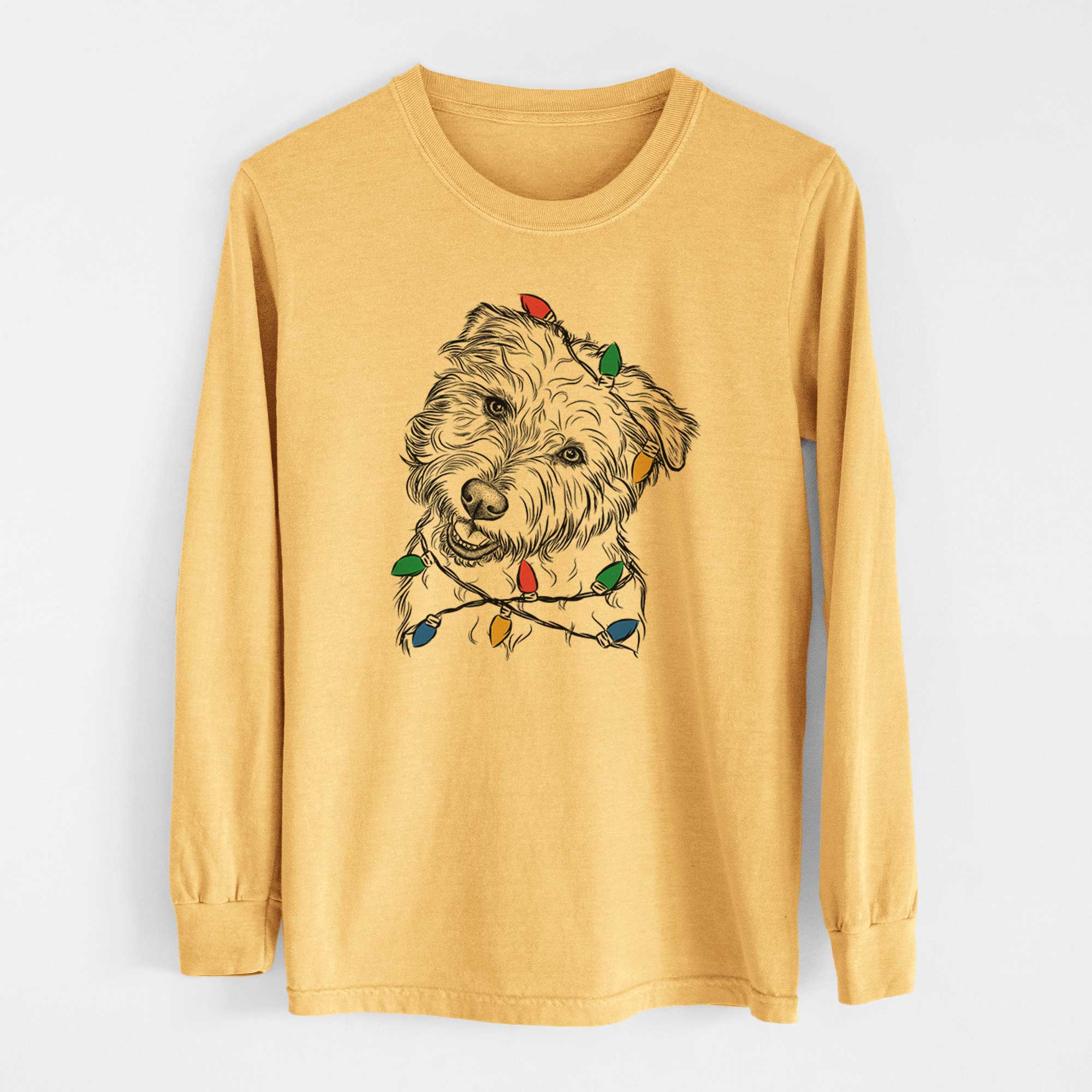 Christmas Lights Duffy the Glen of Imaal Terrier - Heavyweight 100% Cotton Long Sleeve