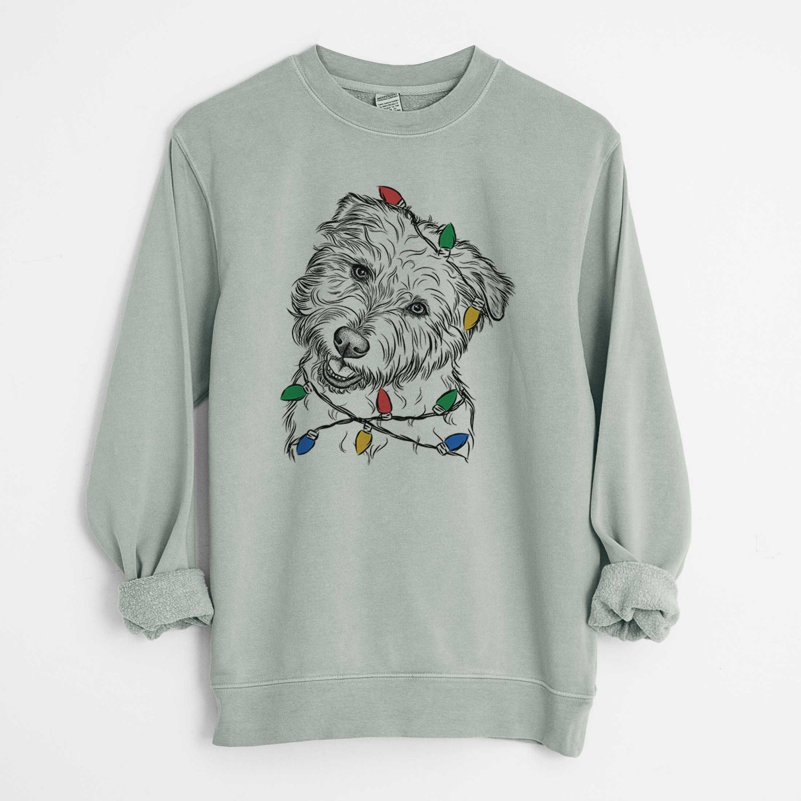 Christmas Lights Duffy the Glen of Imaal Terrier - Unisex Pigment Dyed Crew Sweatshirt