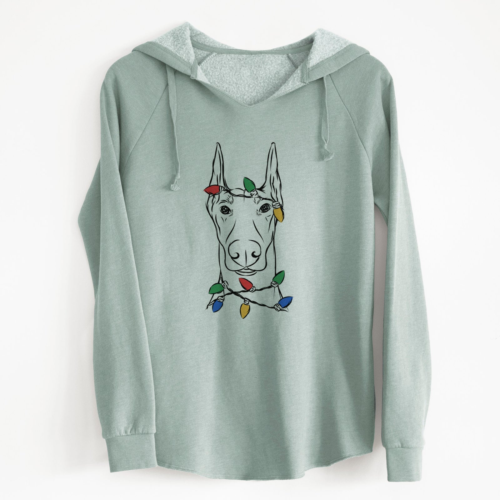 Christmas Lights Duke the Doberman Pinscher - Cali Wave Hooded Sweatshirt