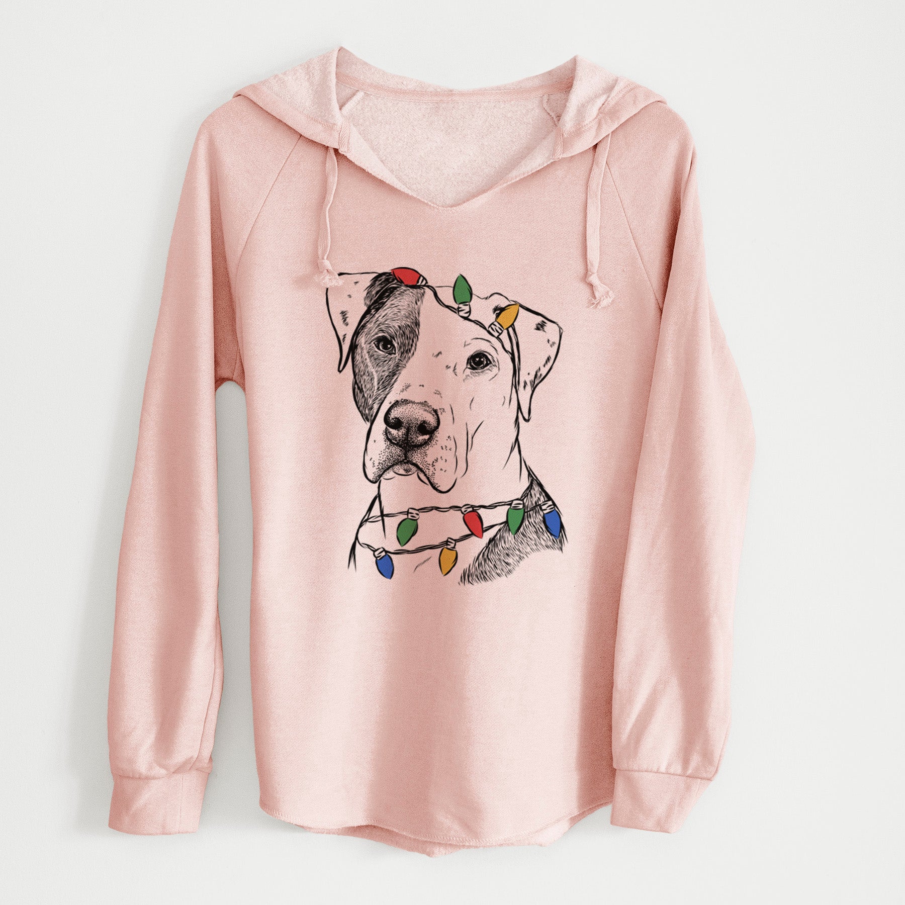 Christmas Lights Duke the American Staffordshire Terrier Mix - Cali Wave Hooded Sweatshirt