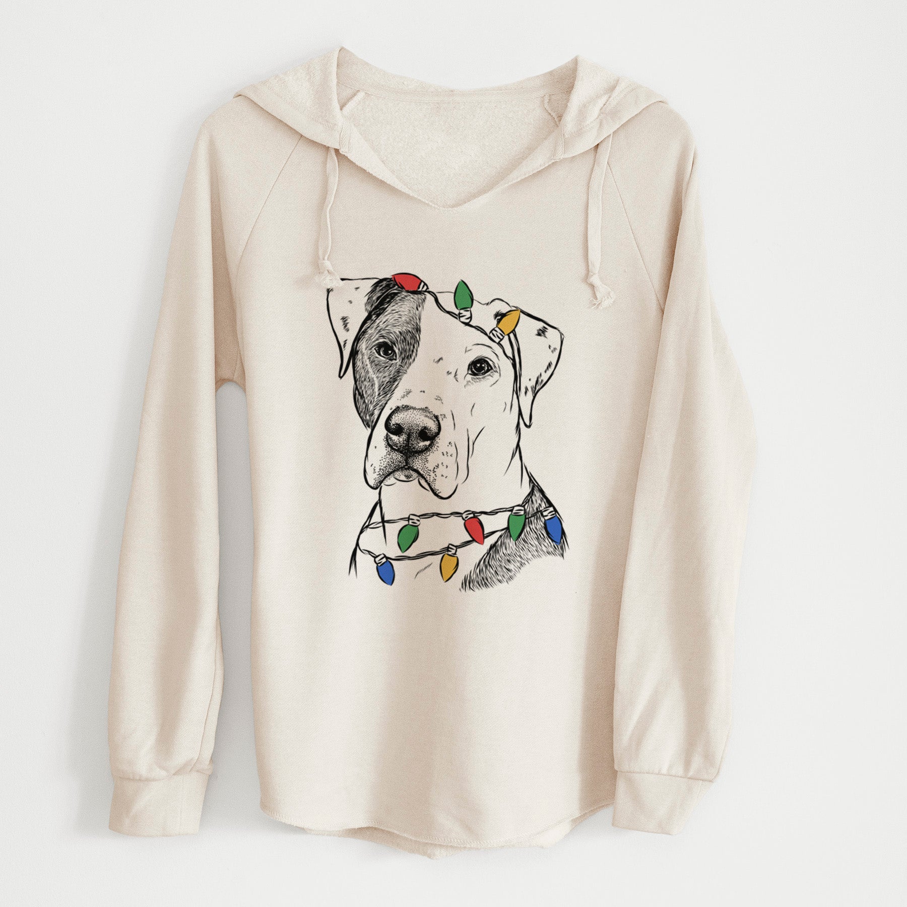 Christmas Lights Duke the American Staffordshire Terrier Mix - Cali Wave Hooded Sweatshirt