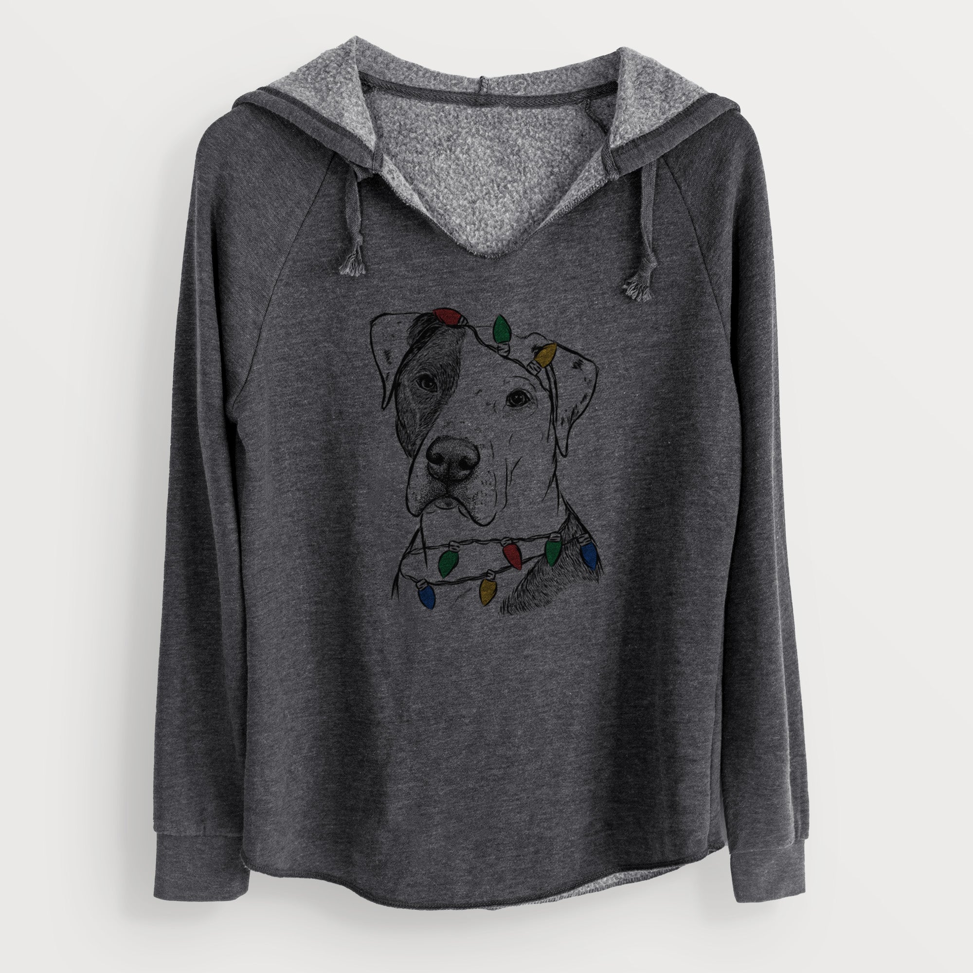 Christmas Lights Duke the American Staffordshire Terrier Mix - Cali Wave Hooded Sweatshirt