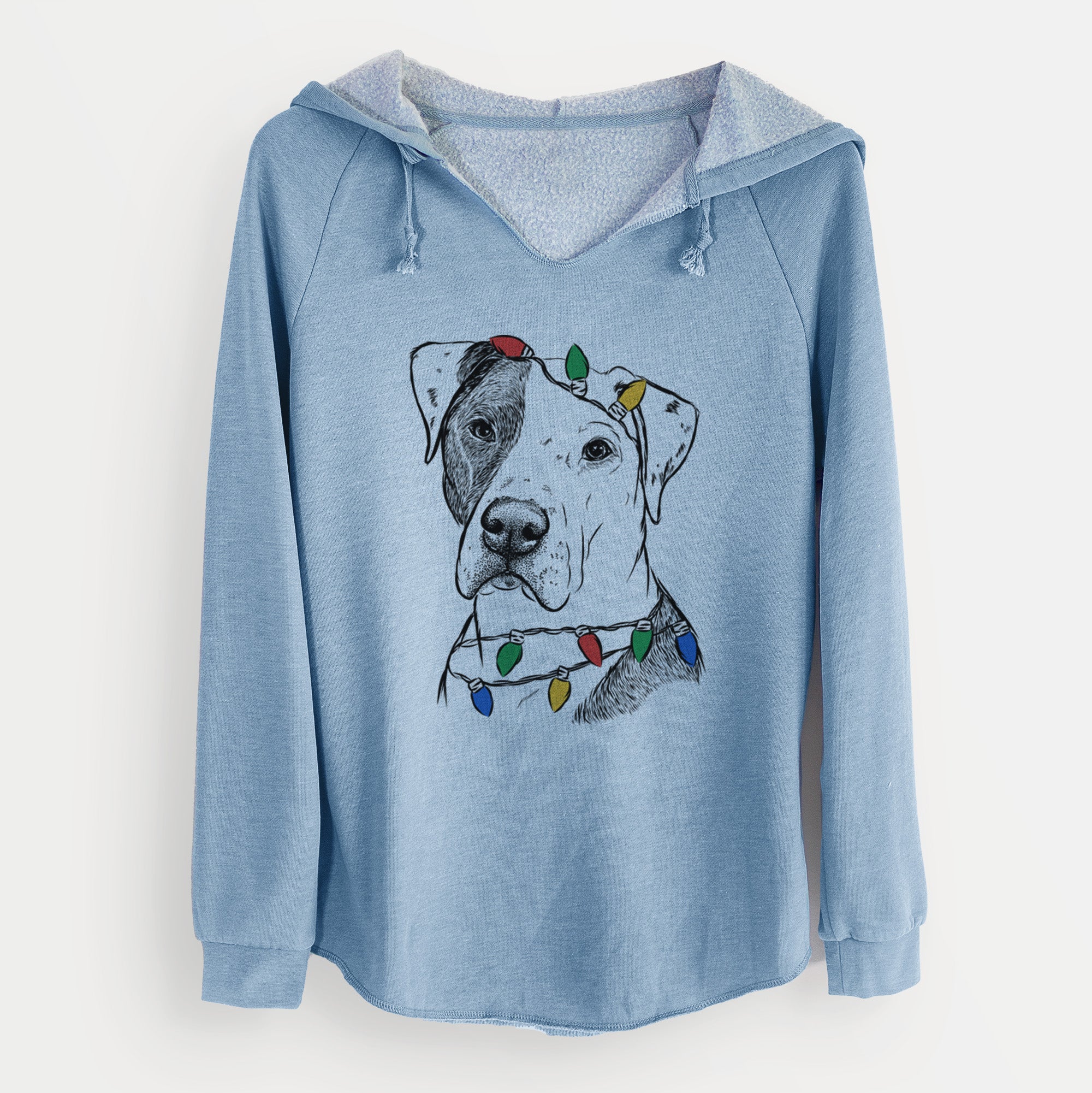 Christmas Lights Duke the American Staffordshire Terrier Mix - Cali Wave Hooded Sweatshirt