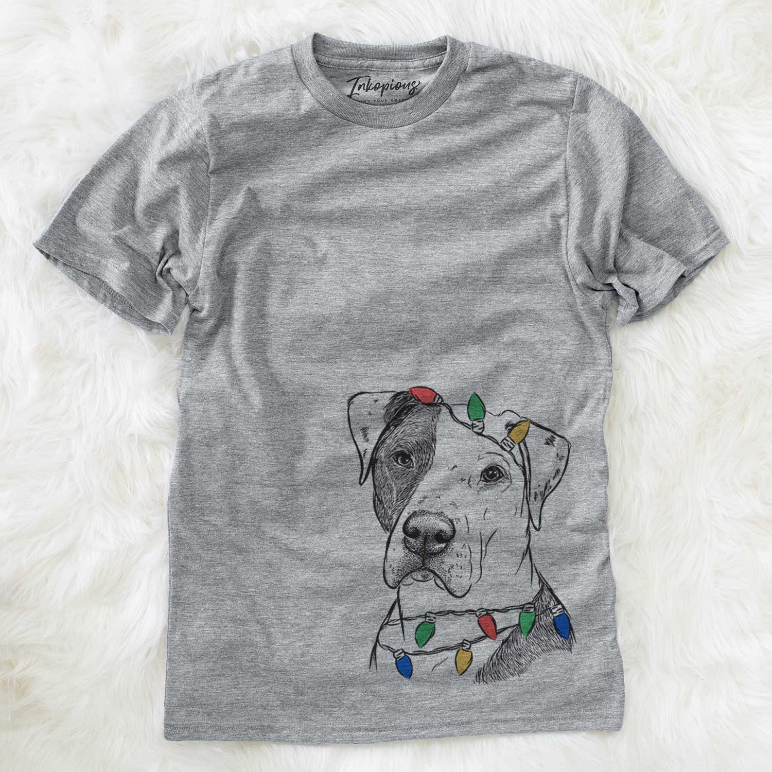 Christmas Lights Duke the American Staffordshire Terrier Mix - Unisex Crewneck