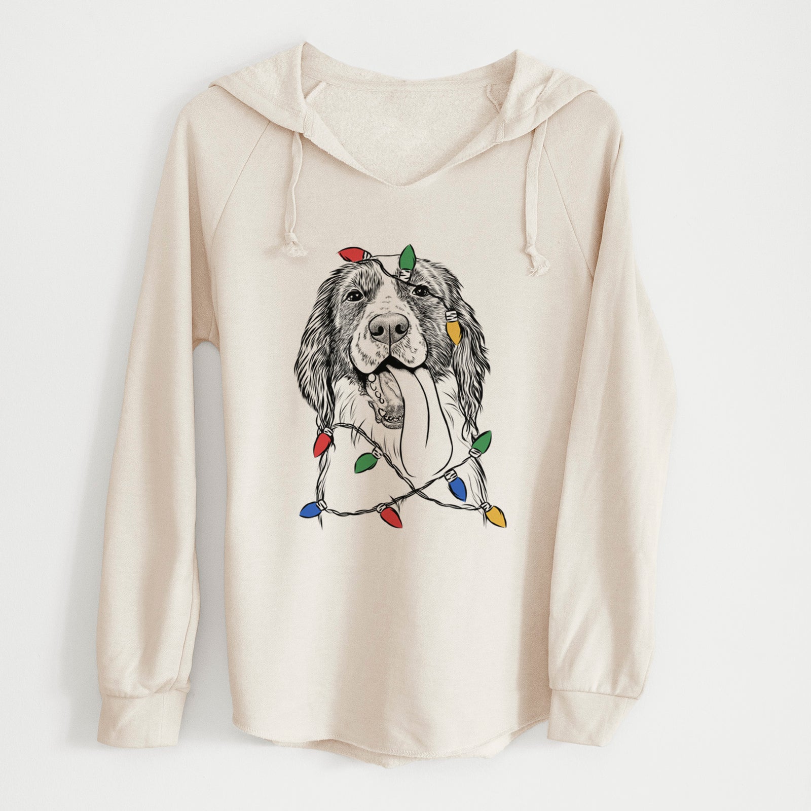 Christmas Lights Duke the English Springer Spaniel - Cali Wave Hooded Sweatshirt