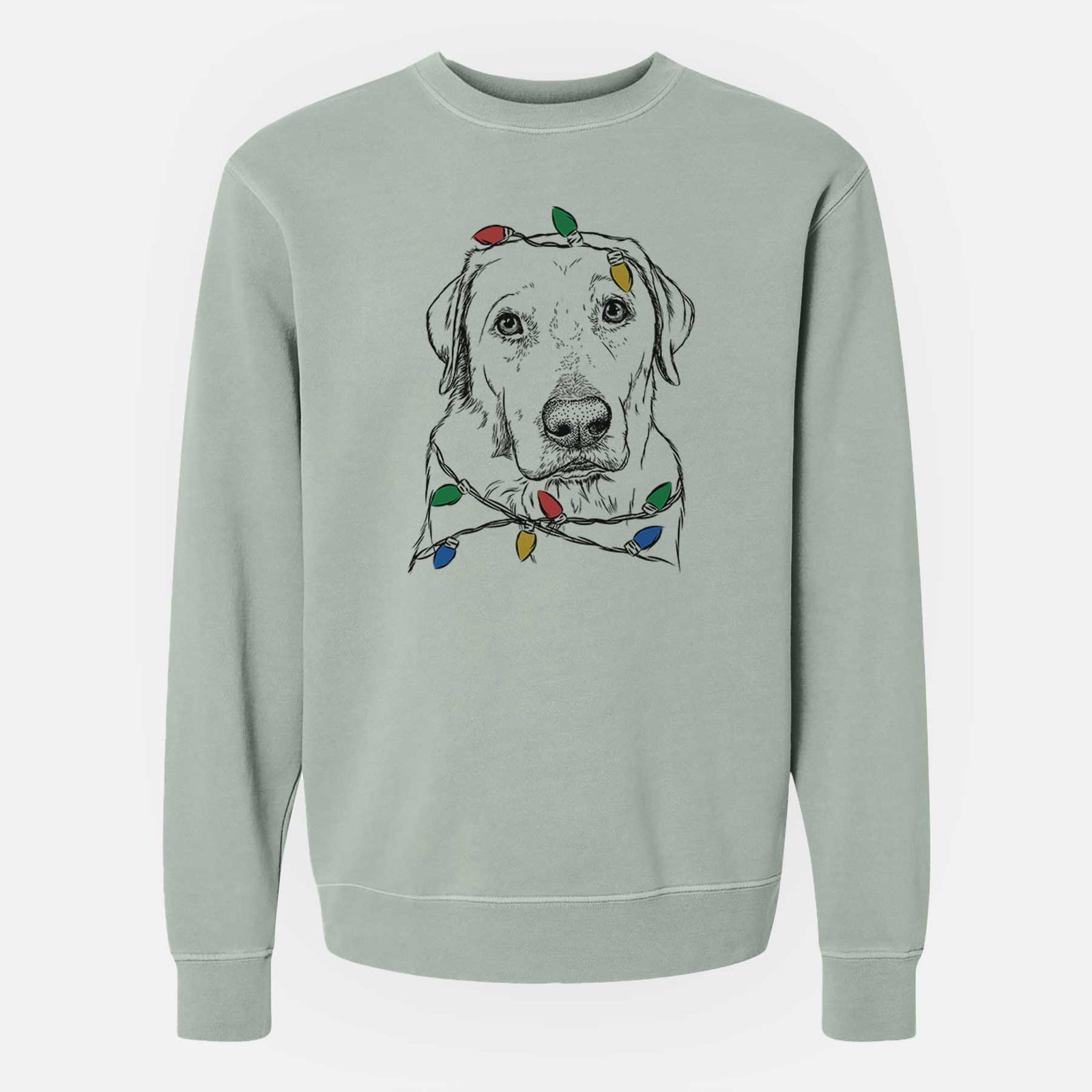 Christmas Lights Duke the Yellow Lab - Unisex Pigment Dyed Crew Sweatshirt