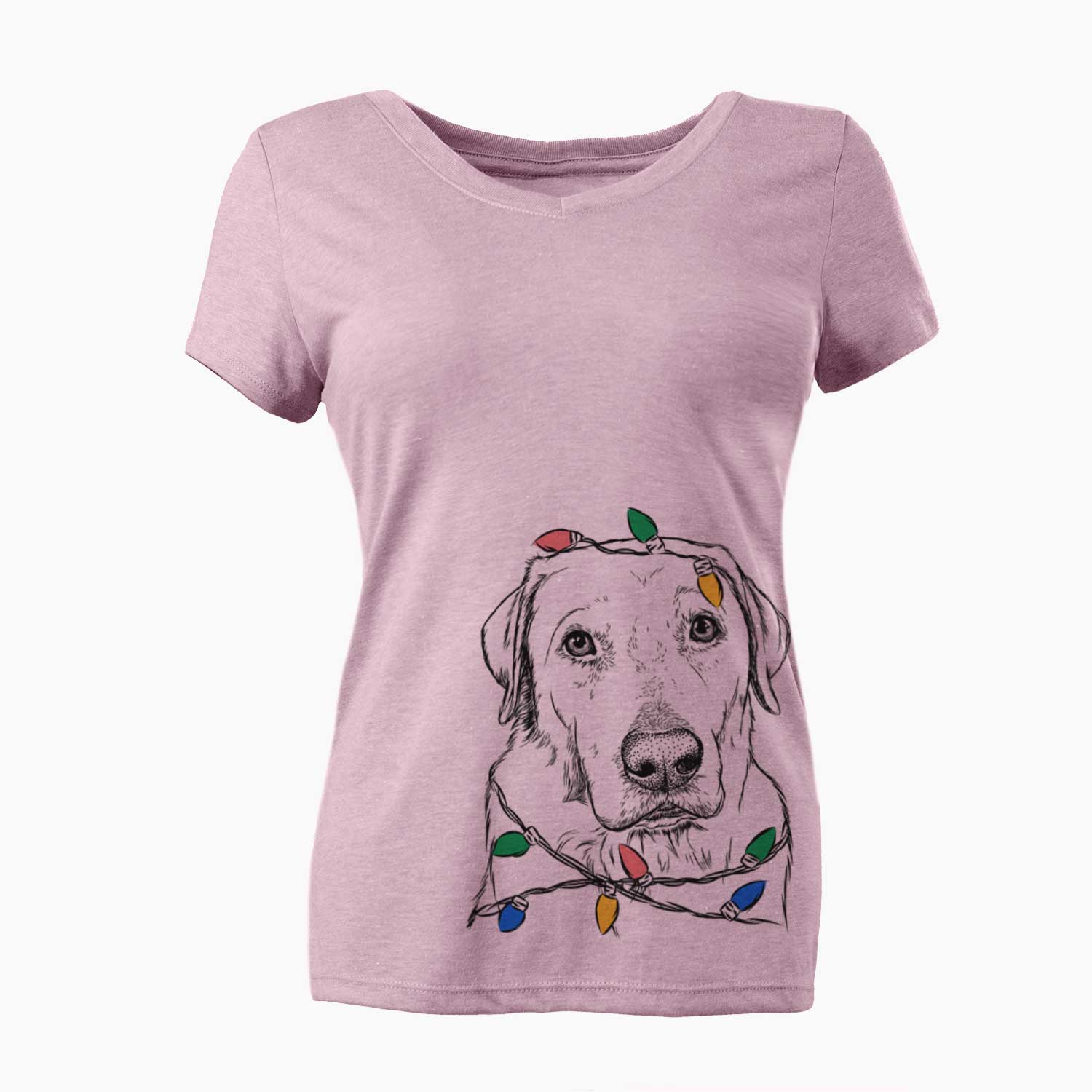 Christmas Lights Duke the Yellow Lab - Women's V-neck Shirt