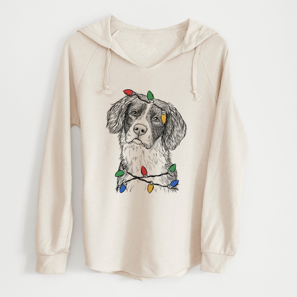 Christmas Lights Dulce  the Drentsche Patrijshond - Cali Wave Hooded Sweatshirt