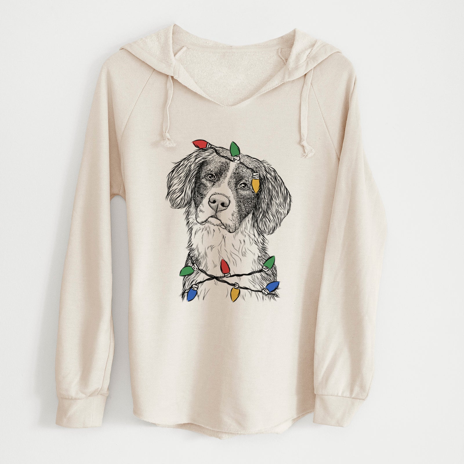 Christmas Lights Dulce  the Drentsche Patrijshond - Cali Wave Hooded Sweatshirt