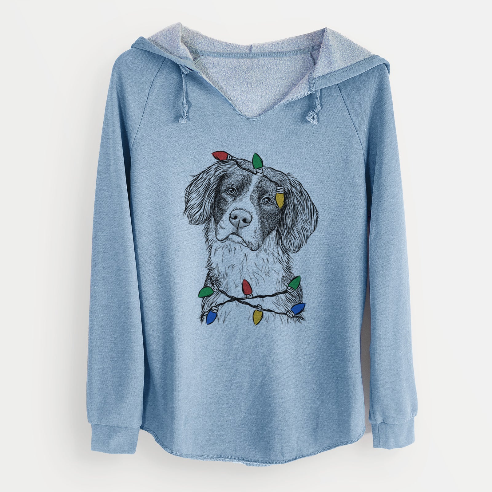 Christmas Lights Dulce  the Drentsche Patrijshond - Cali Wave Hooded Sweatshirt