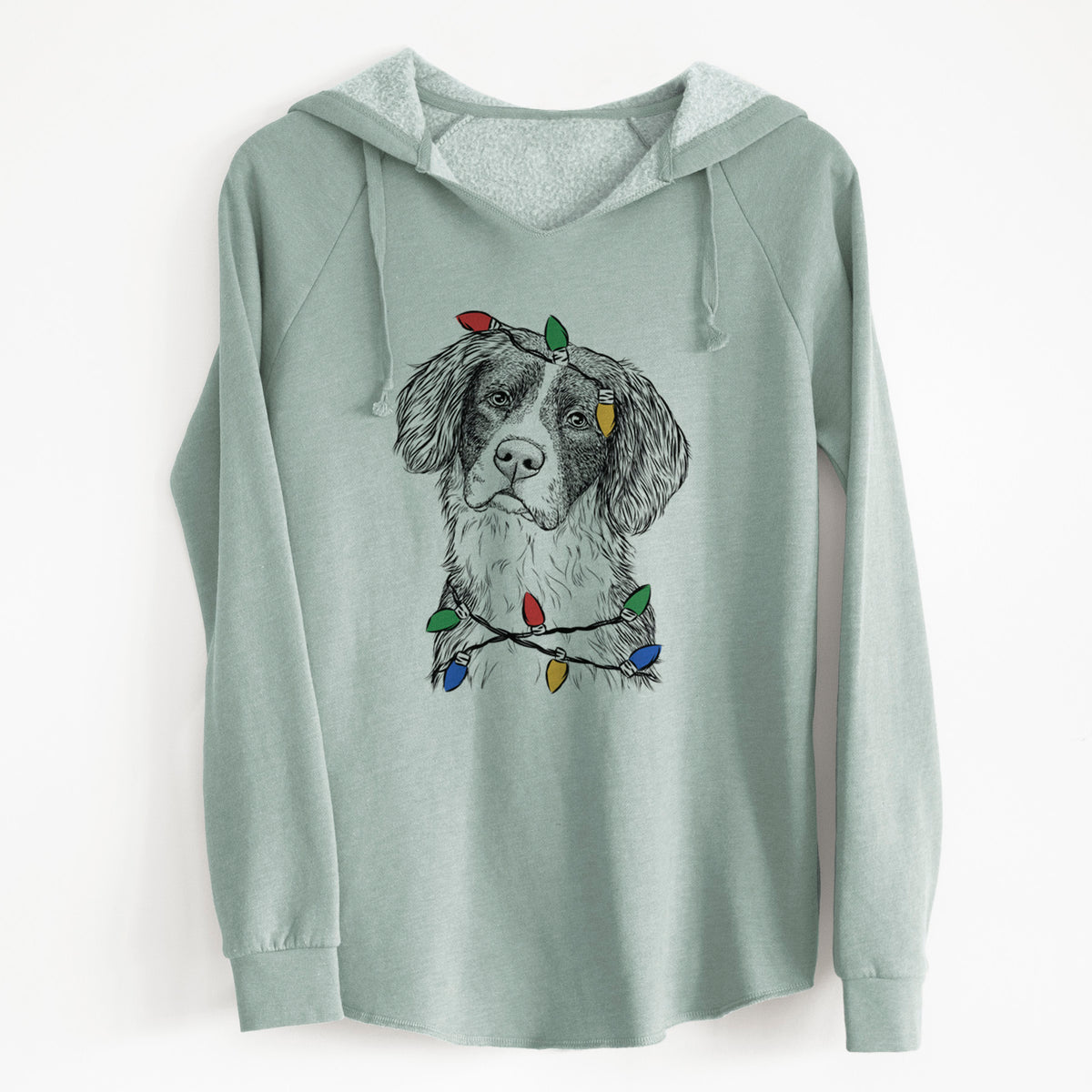 Christmas Lights Dulce  the Drentsche Patrijshond - Cali Wave Hooded Sweatshirt