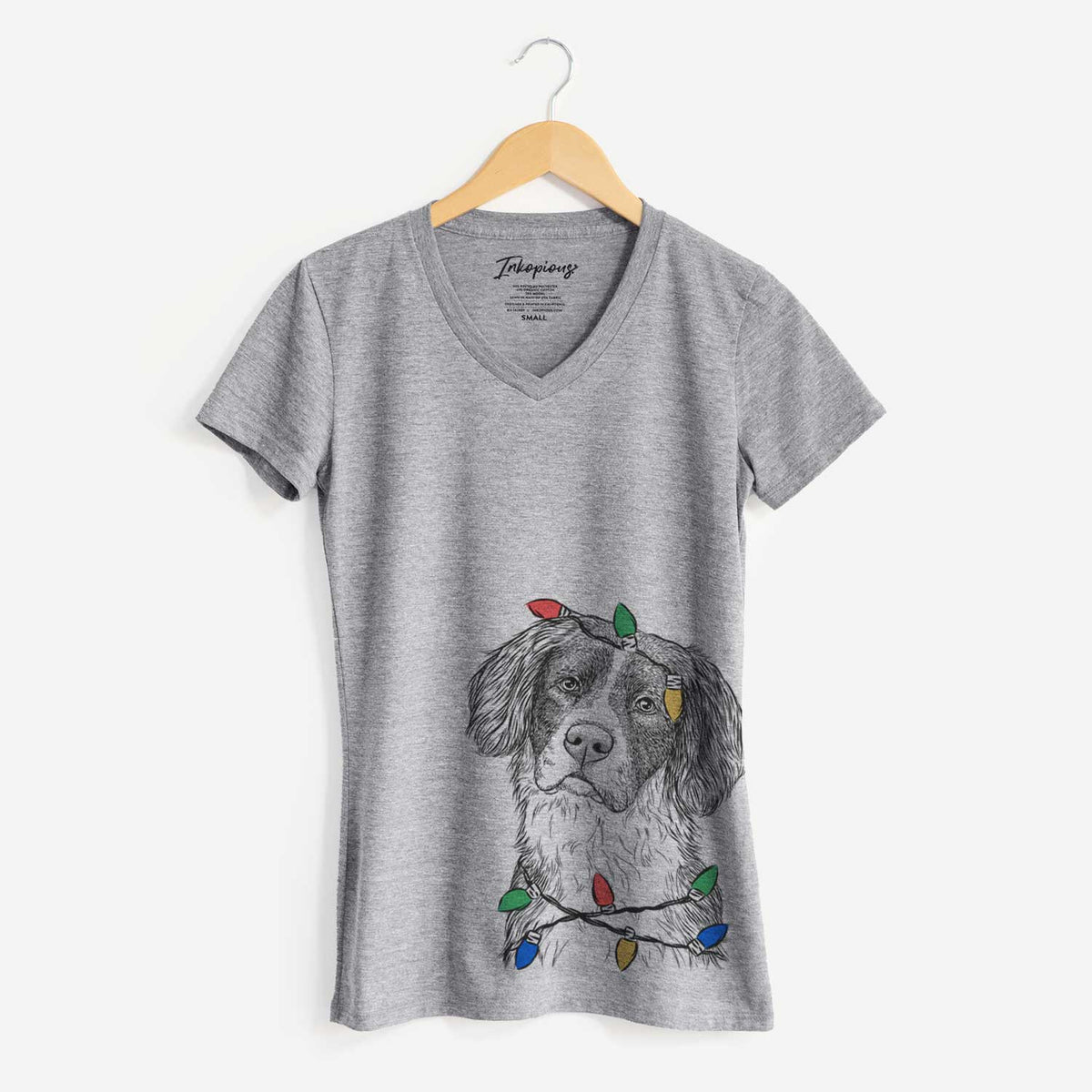 Christmas Lights Dulce  the Drentsche Patrijshond - Women's V-neck Shirt