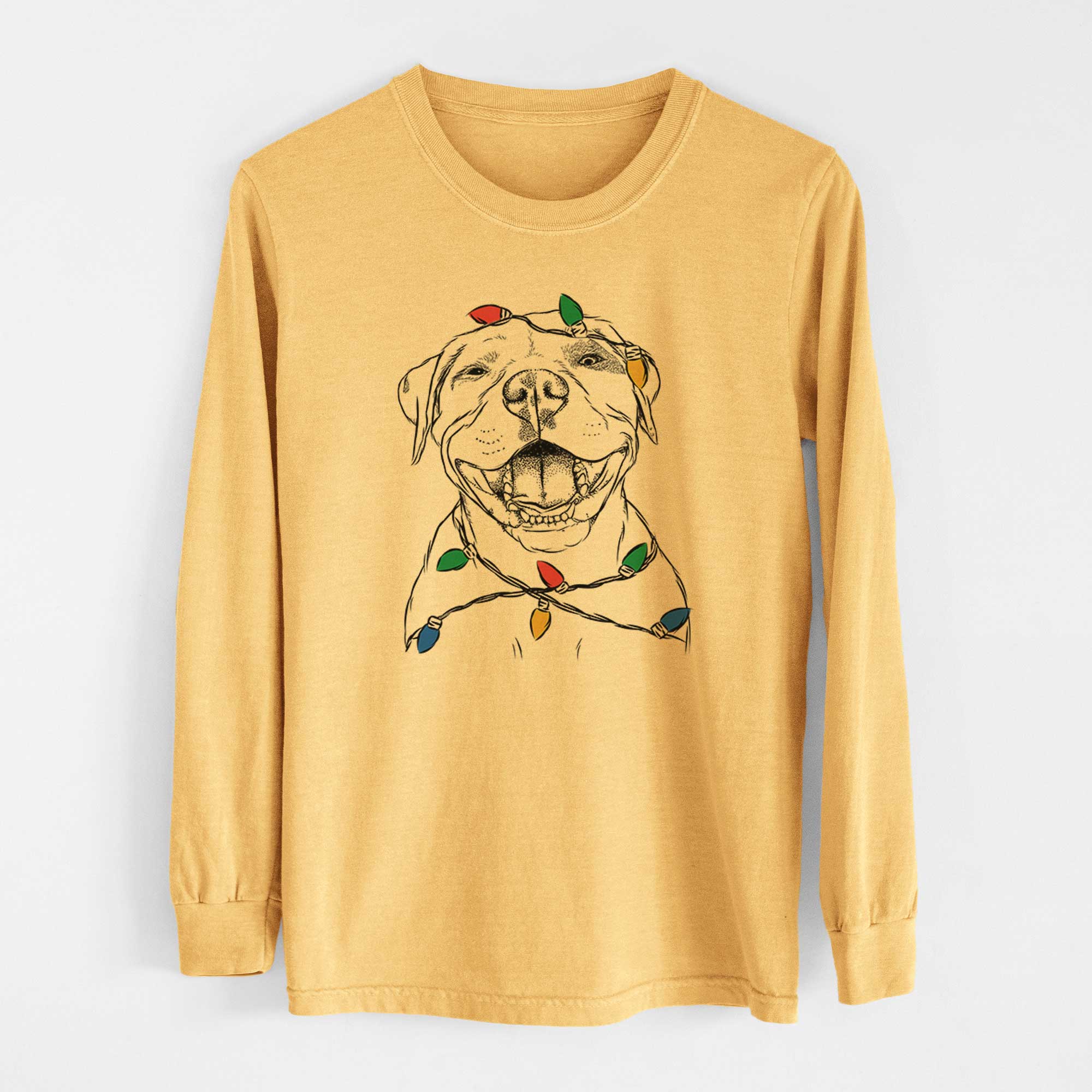 Christmas Lights Dutch the Mixed Breed - Heavyweight 100% Cotton Long Sleeve