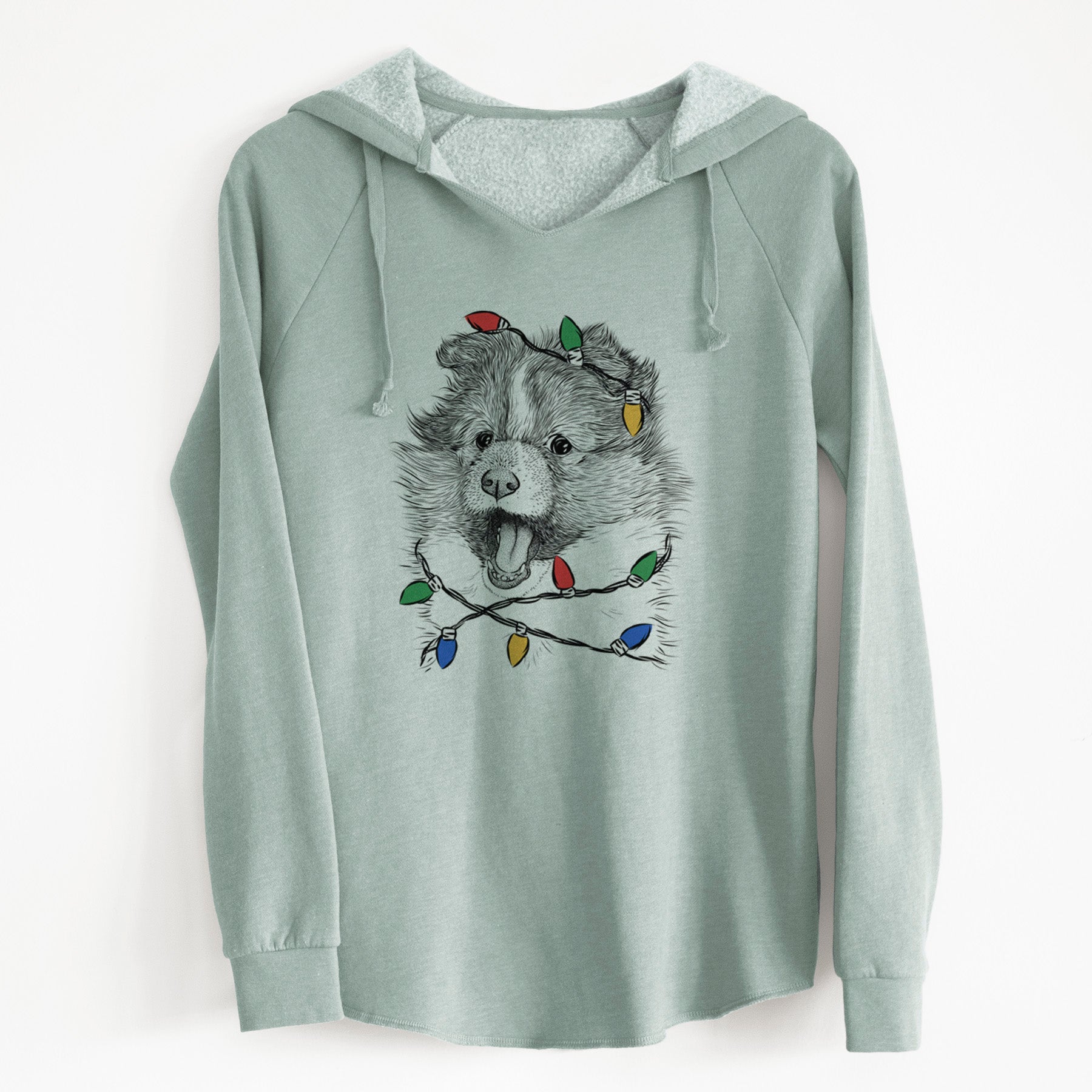 Christmas Lights Dylan the Shetland Sheepdog - Cali Wave Hooded Sweatshirt