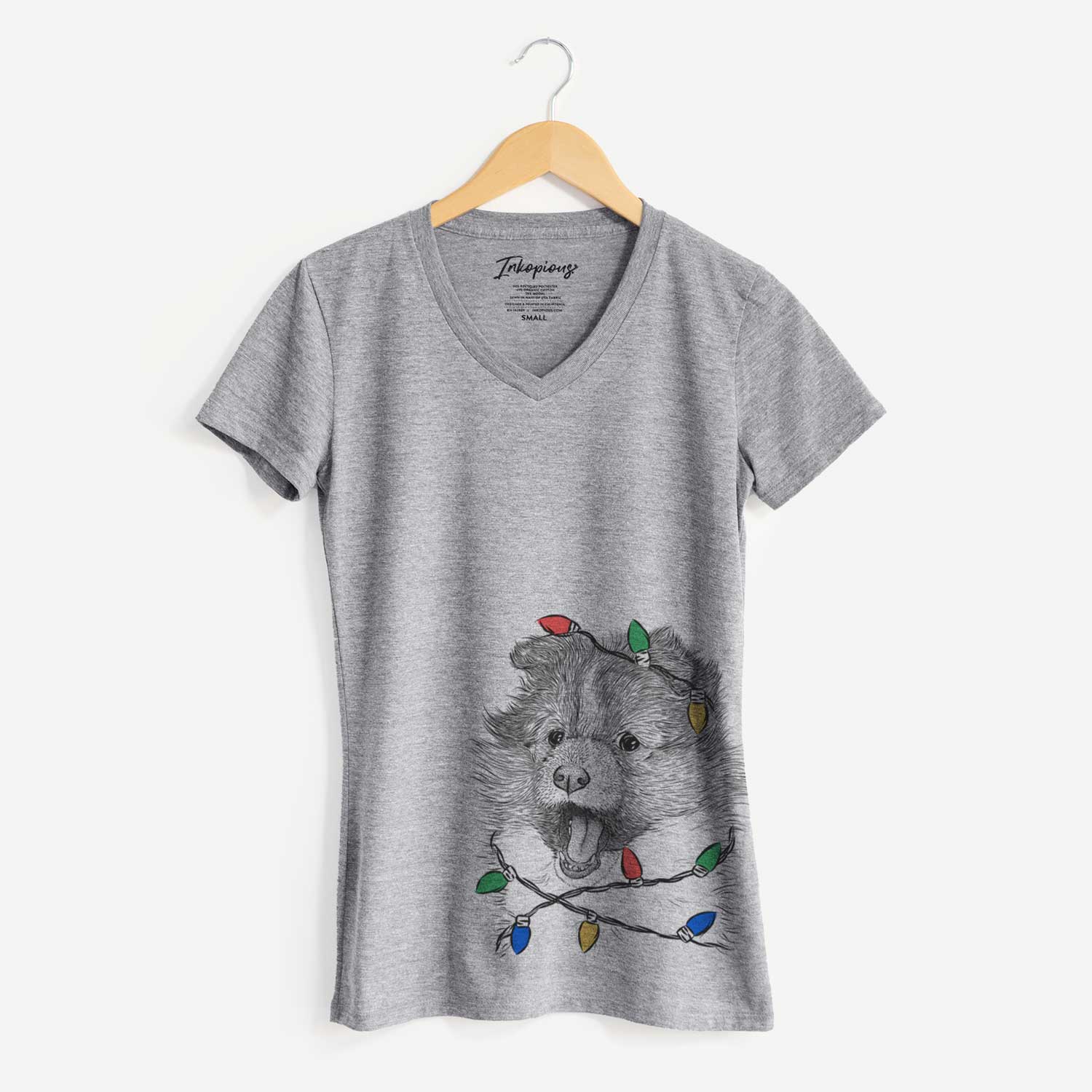 Christmas Lights Dylan the Shetland Sheepdog - Women's V-neck Shirt