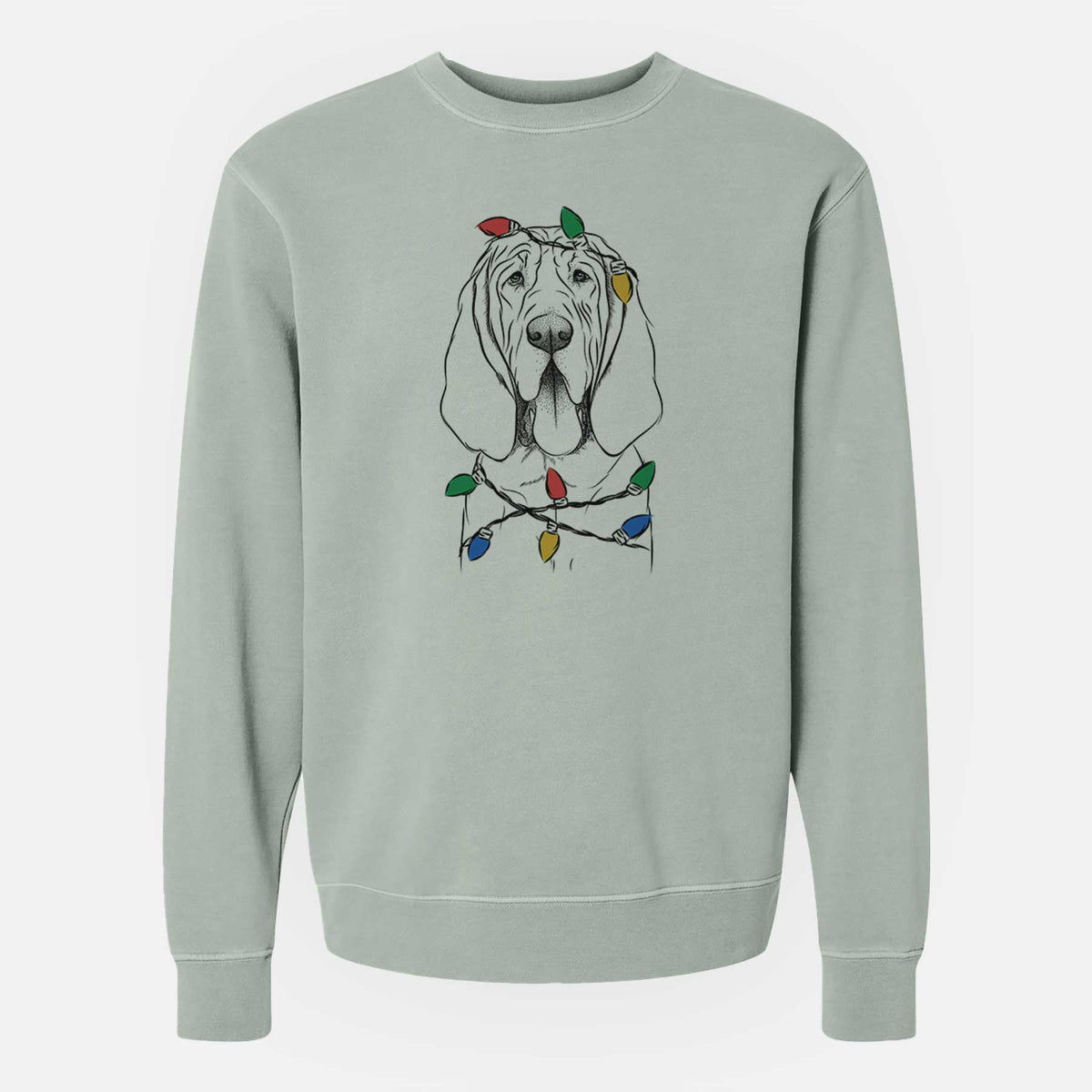 Christmas Lights Earl the Bloodhound - Unisex Pigment Dyed Crew Sweatshirt