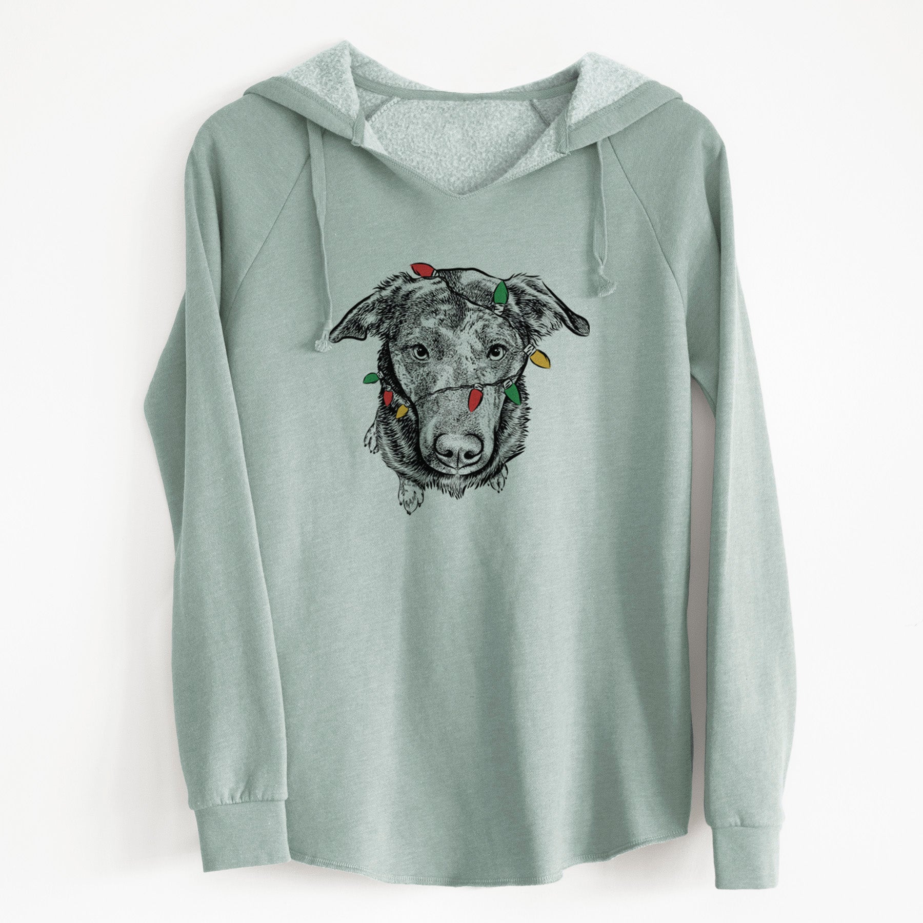 Christmas Lights Echo the Pitbull Beagle Mix - Cali Wave Hooded Sweatshirt