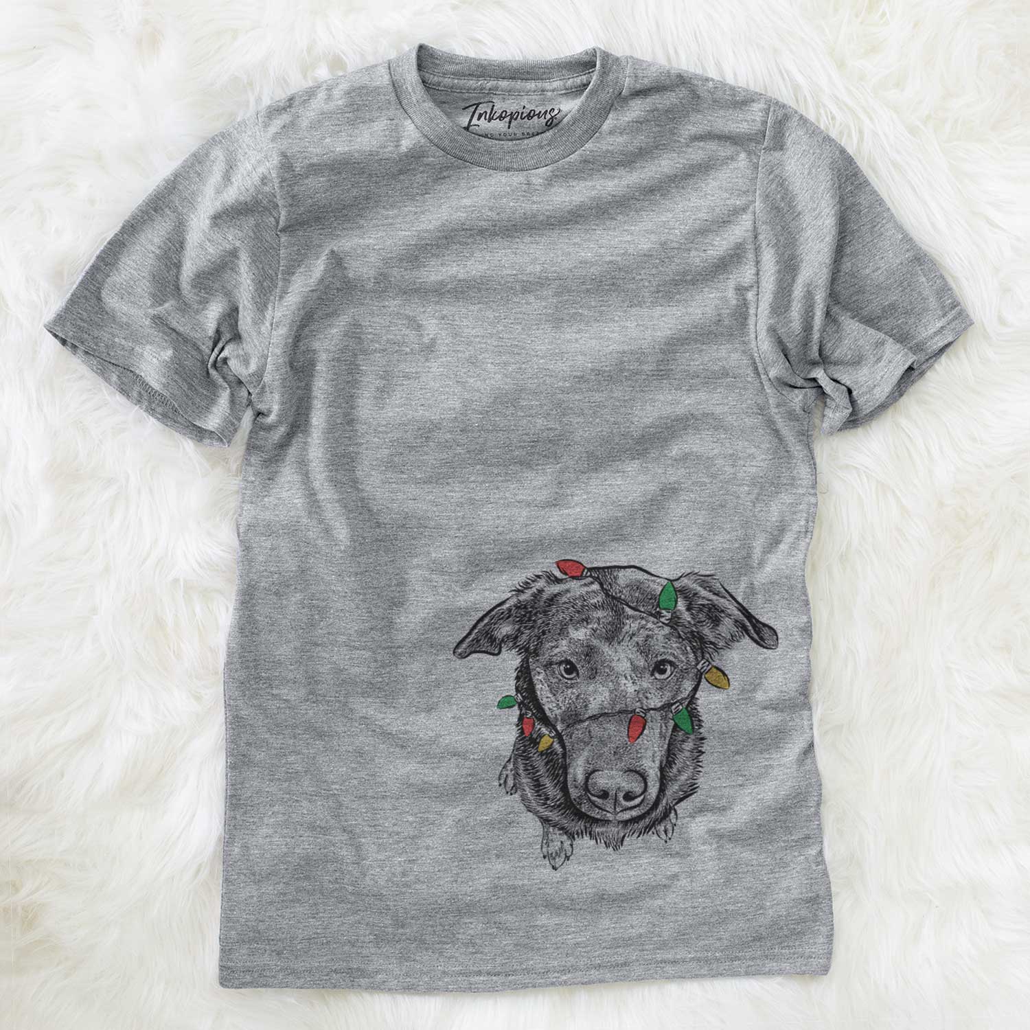 Christmas Lights Echo the Pitbull Beagle Mix - Unisex Crewneck