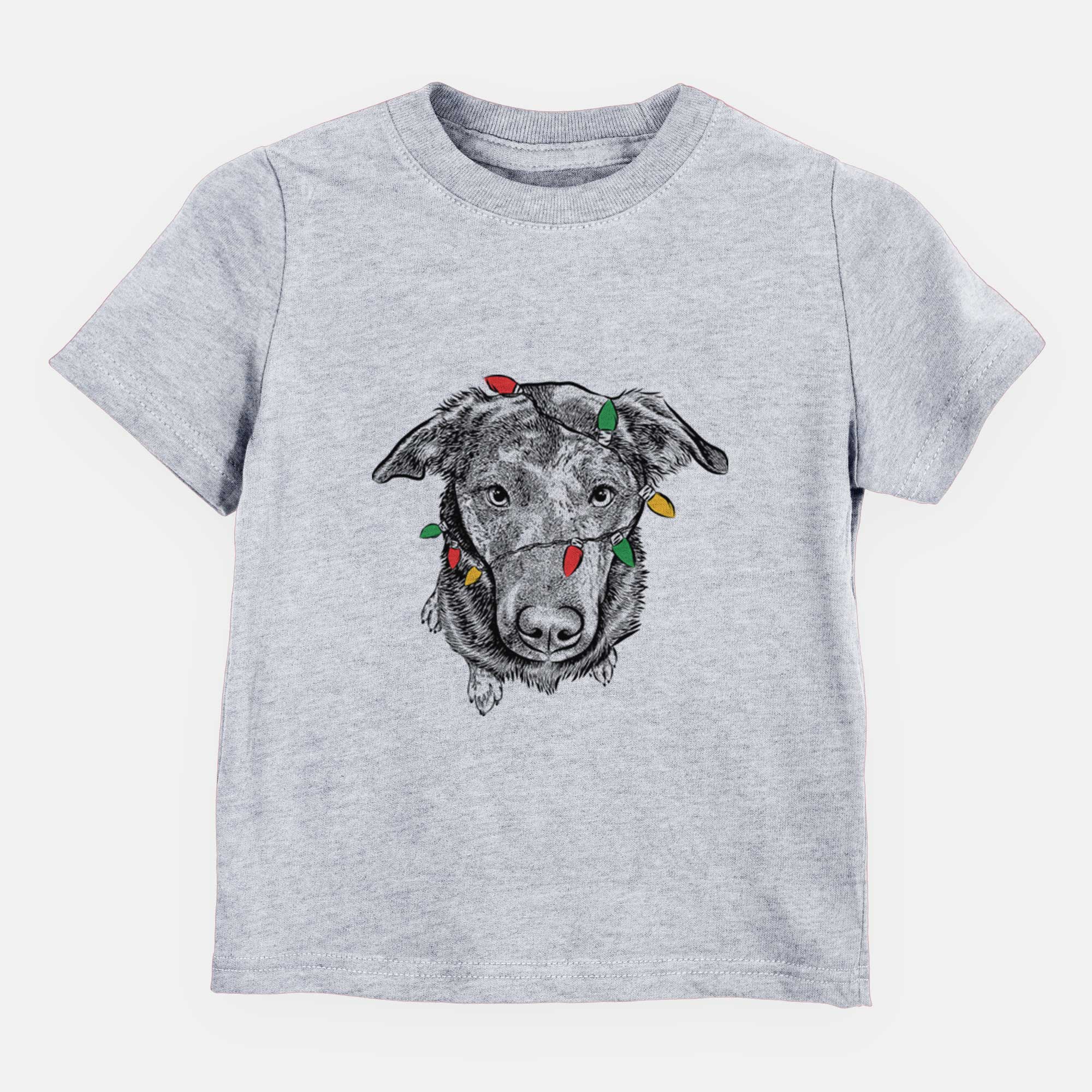 Christmas Lights Echo the Pitbull Beagle Mix - Kids/Youth/Toddler Shirt