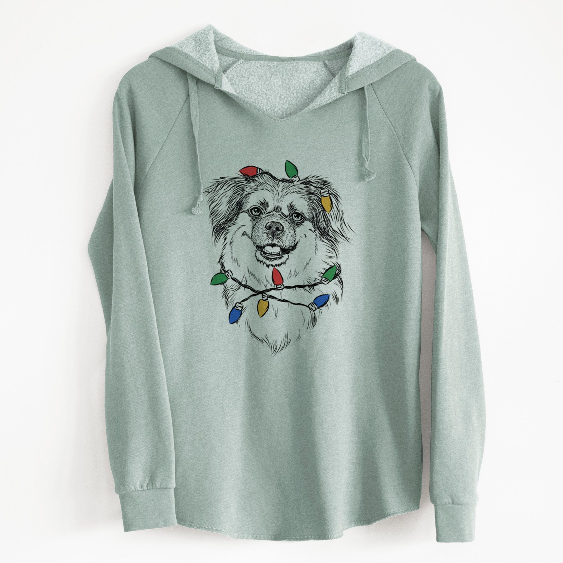 Christmas Lights Ed the Tibetan Spaniel - Cali Wave Hooded Sweatshirt