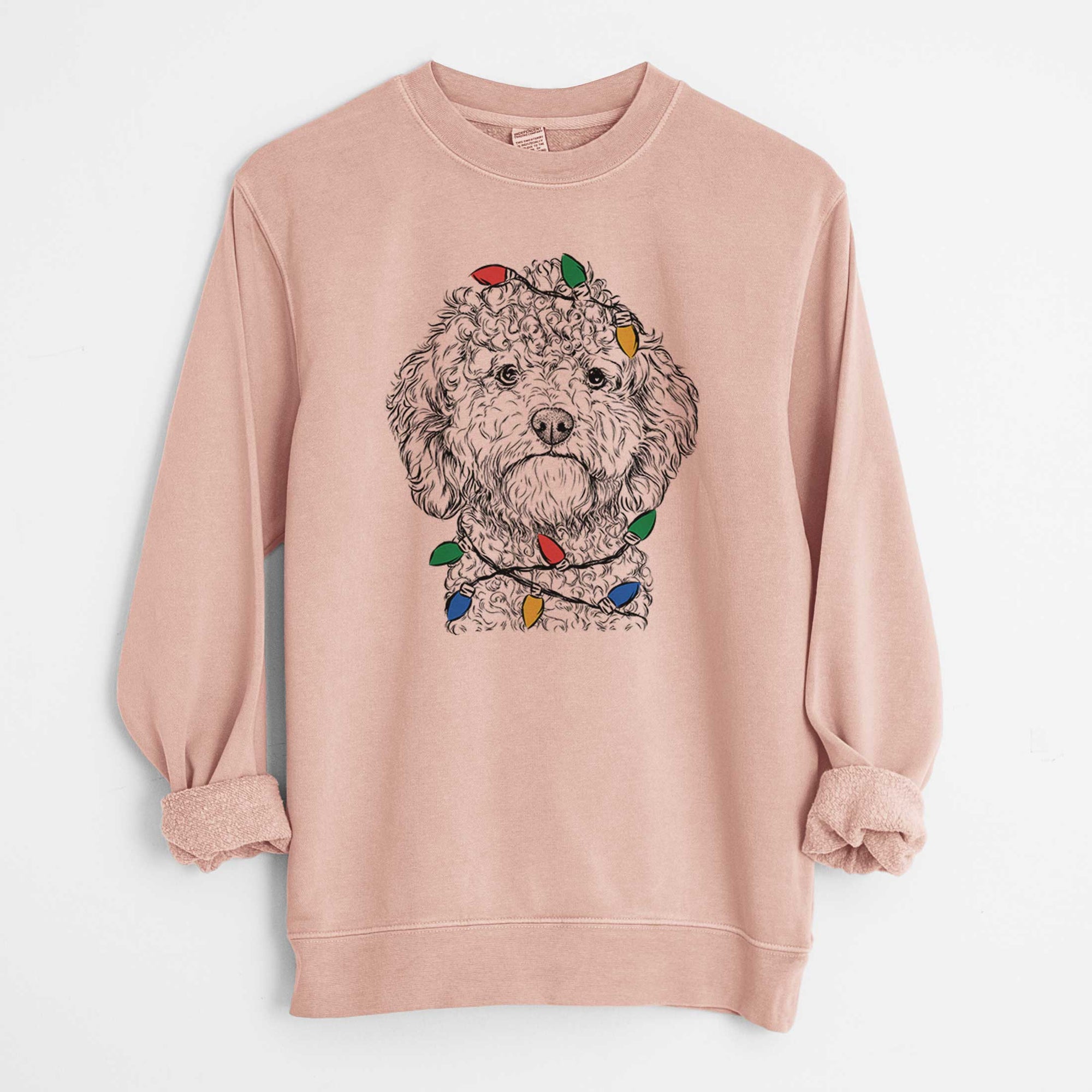 Christmas Lights Edgar the Shihpoo - Unisex Pigment Dyed Crew Sweatshirt