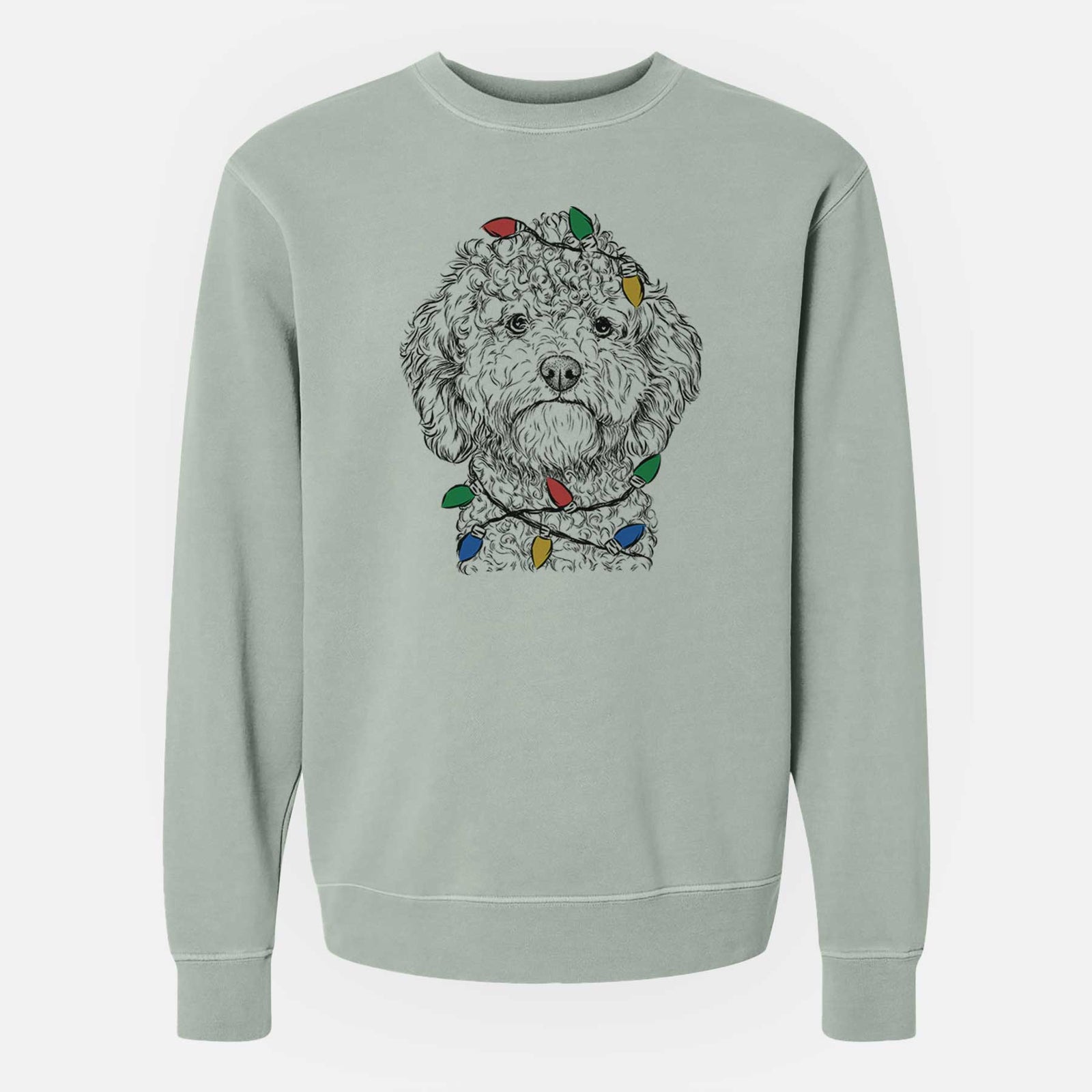 Christmas Lights Edgar the Shihpoo - Unisex Pigment Dyed Crew Sweatshirt