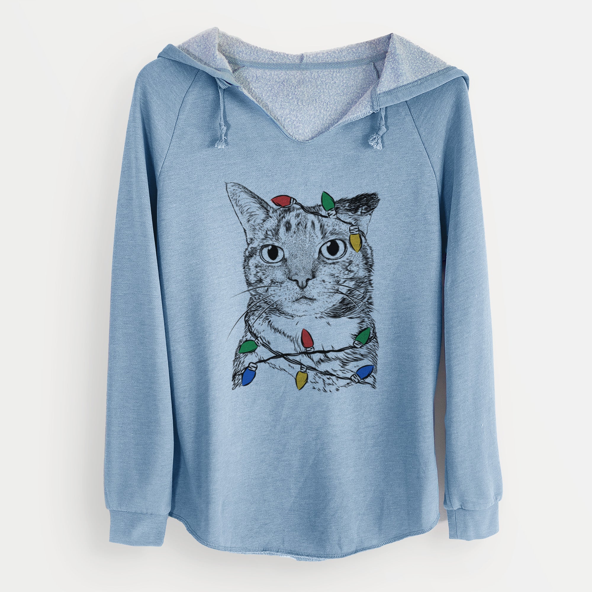 Christmas Lights Eleanor the Domestic Shorthair Cat - Cali Wave Hooded Sweatshirt