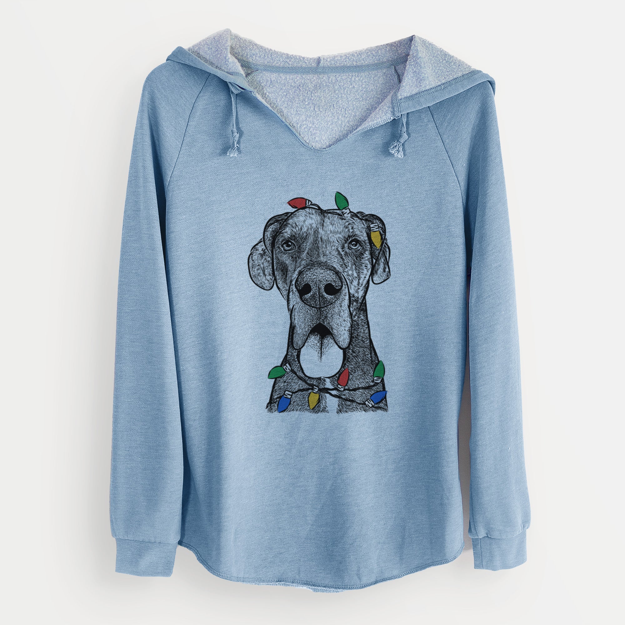 Christmas Lights Eli the Great Dane - Cali Wave Hooded Sweatshirt