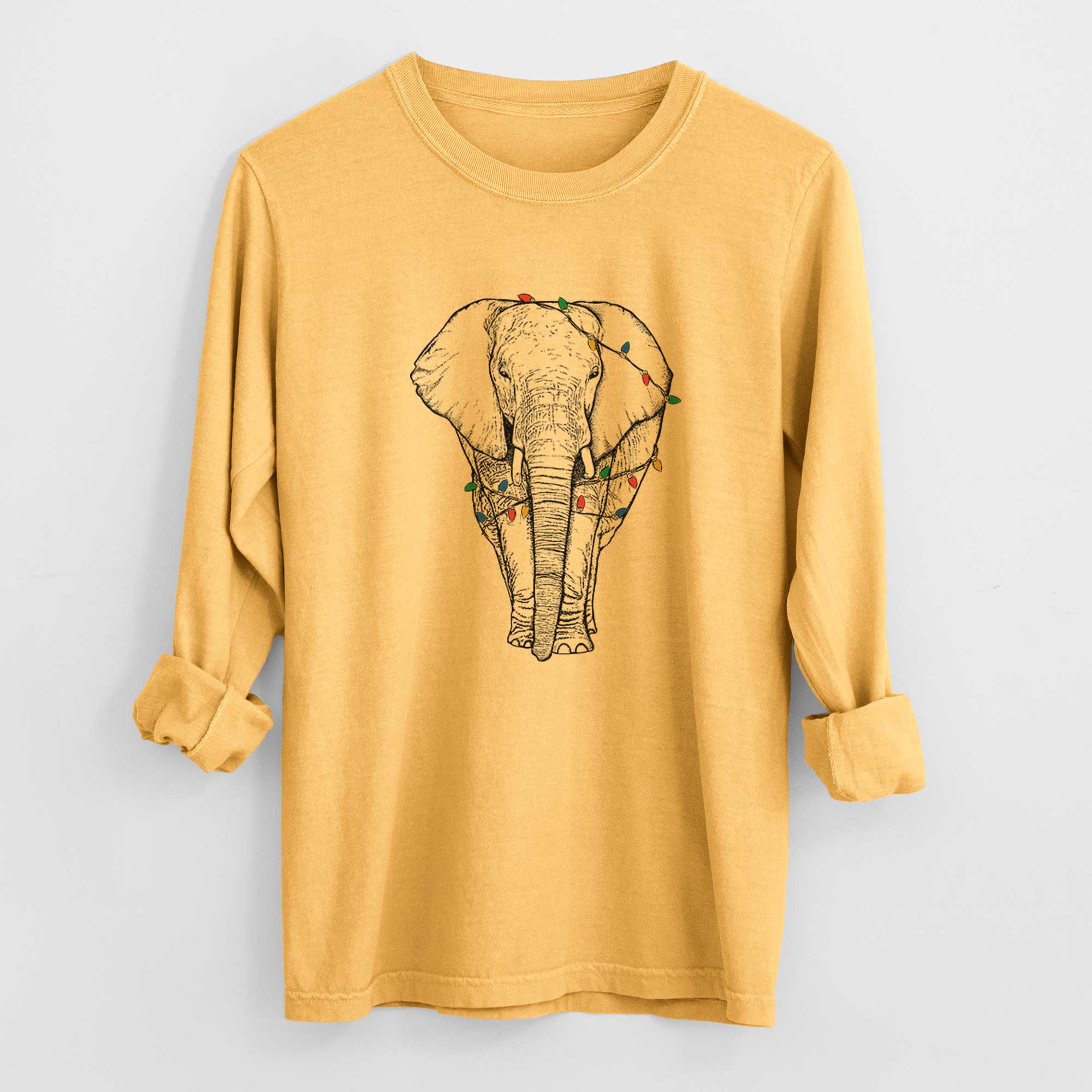 Christmas Lights Ella the Elephant - Heavyweight 100% Cotton Long Sleeve